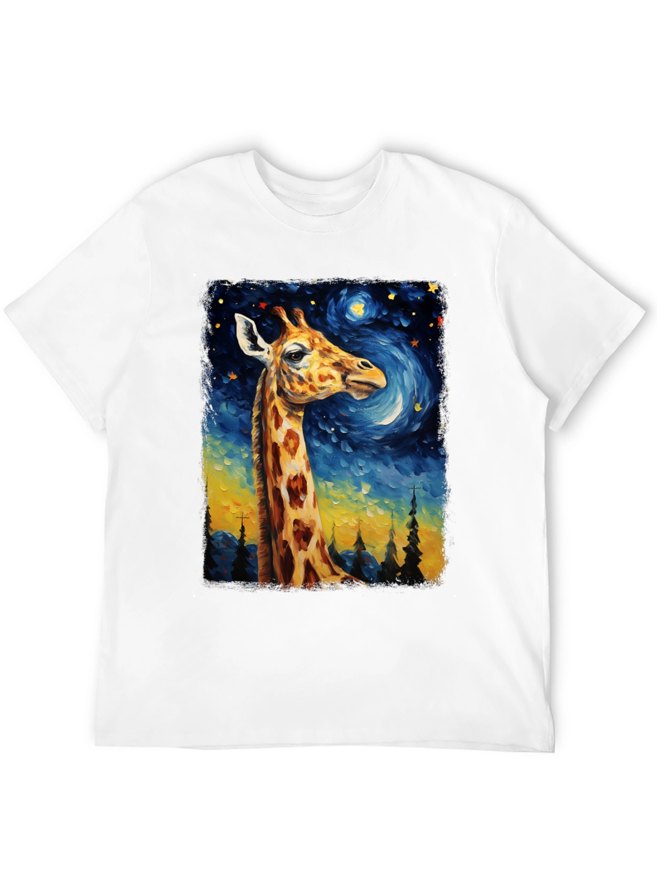 Giraffe Starry Night Art T-Shirt