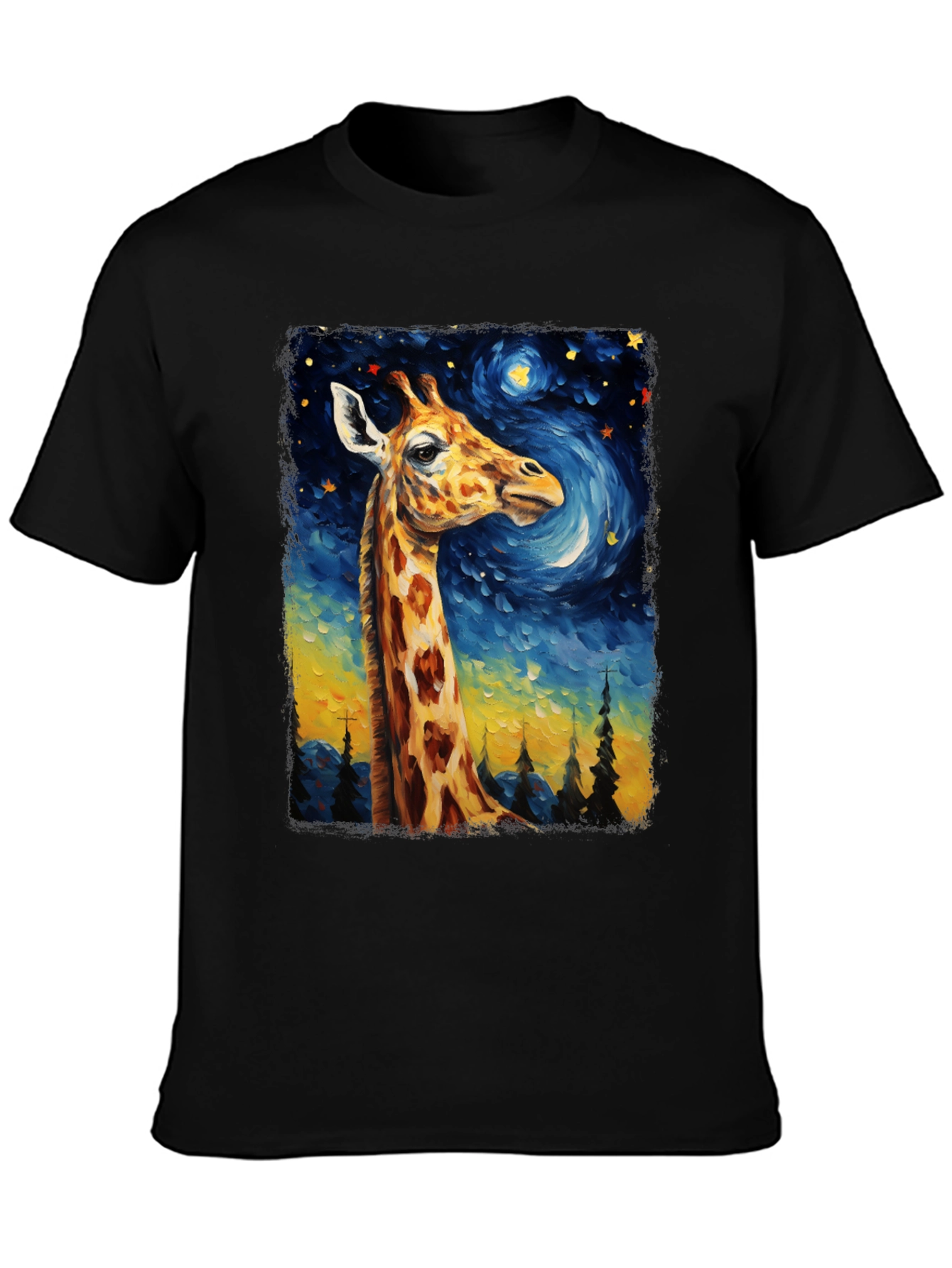 Giraffe Starry Night Art T-Shirt