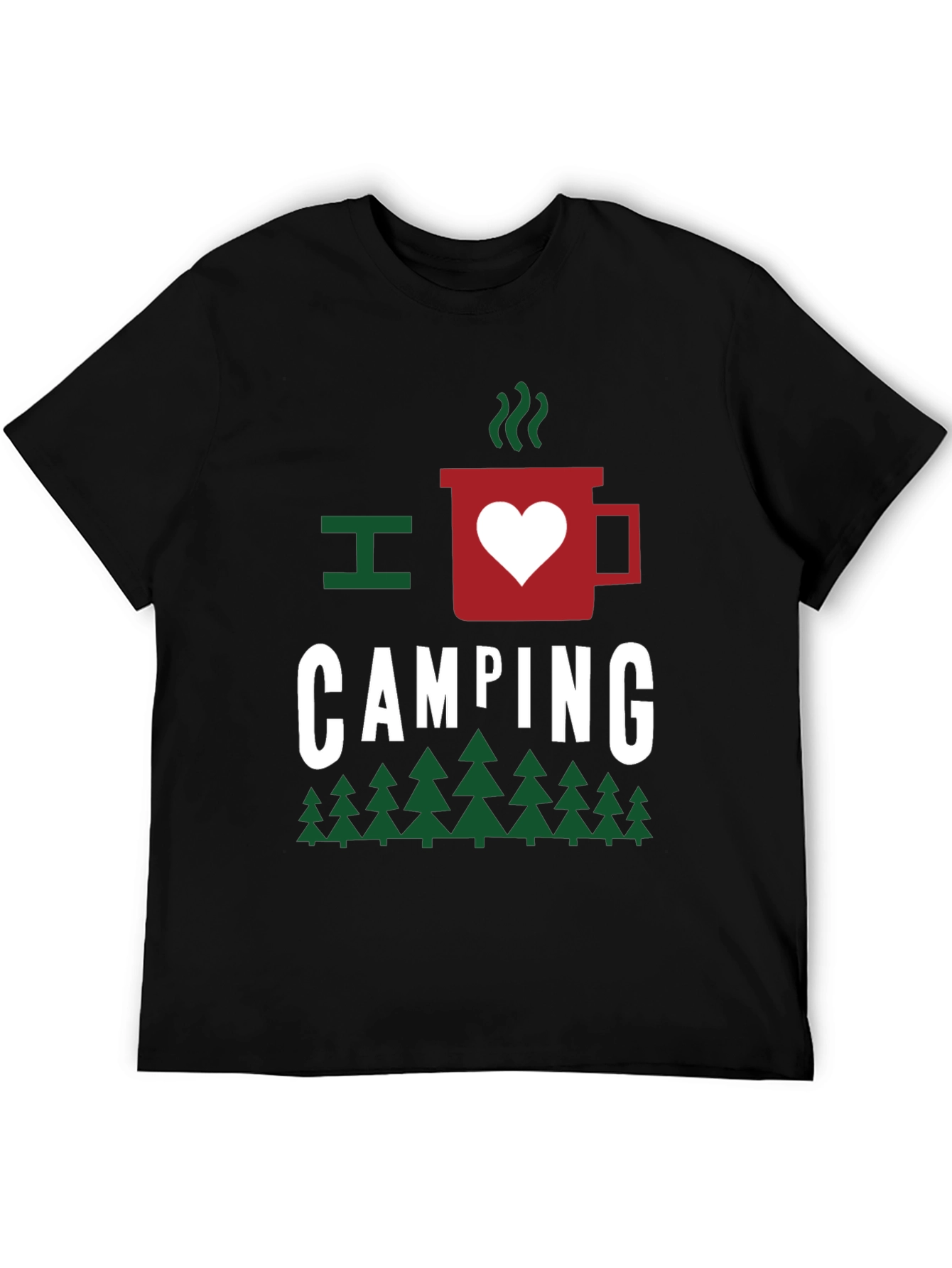 I Heart Camping Graphic Tee - Black Cotton T-Shirt