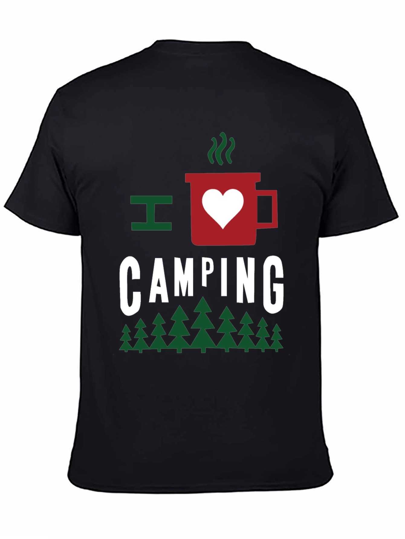 I Heart Camping Graphic Tee - Black Cotton T-Shirt