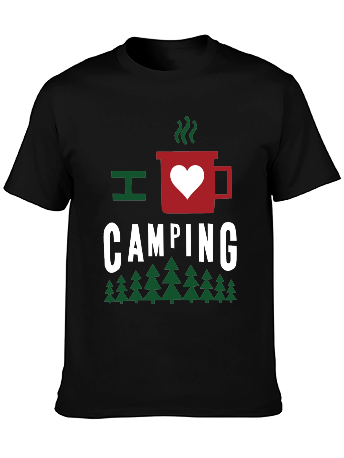 I Heart Camping Graphic Tee - Black Cotton T-Shirt