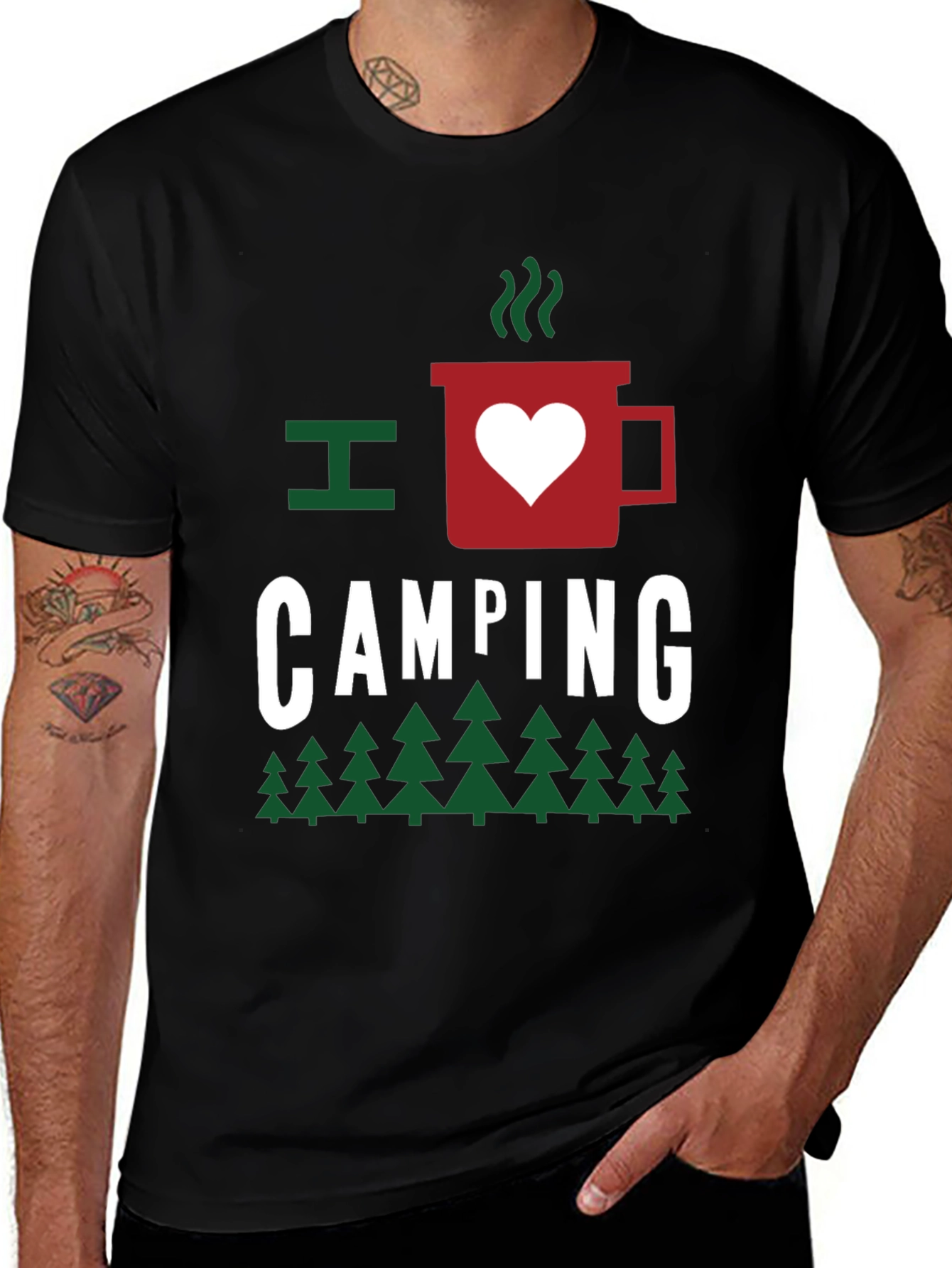 I Heart Camping Graphic Tee - Black Cotton T-Shirt