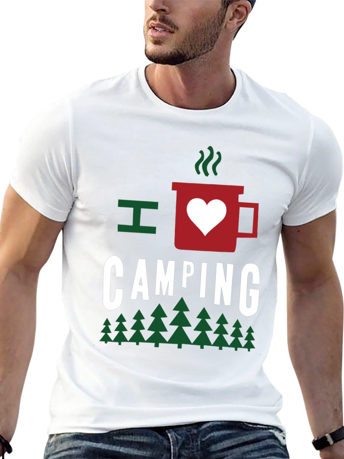 I Heart Camping Graphic Tee - Black Cotton T-Shirt