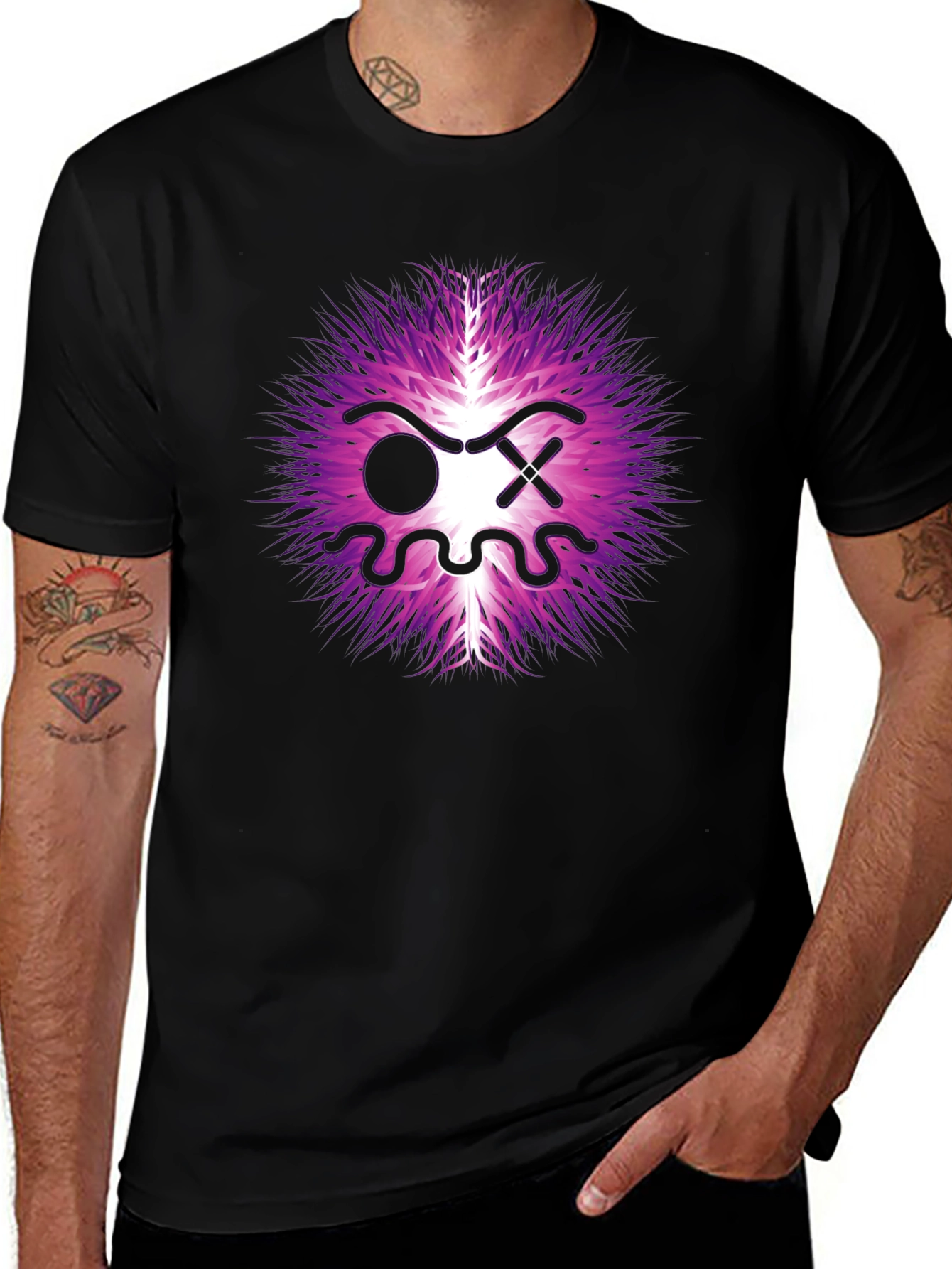 Abstract Graphic Tee - Purple Energy Face