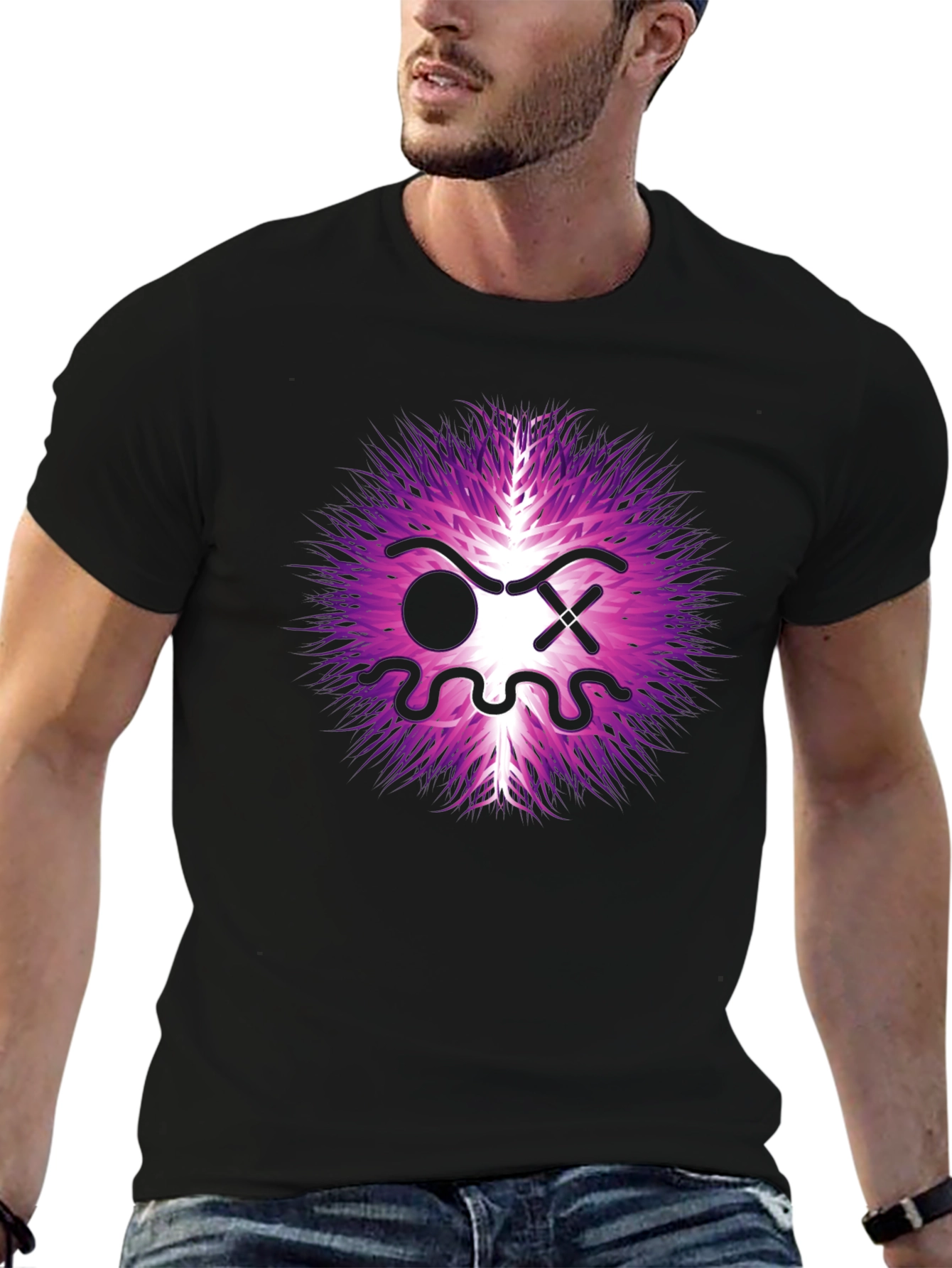 Abstract Graphic Tee - Purple Energy Face