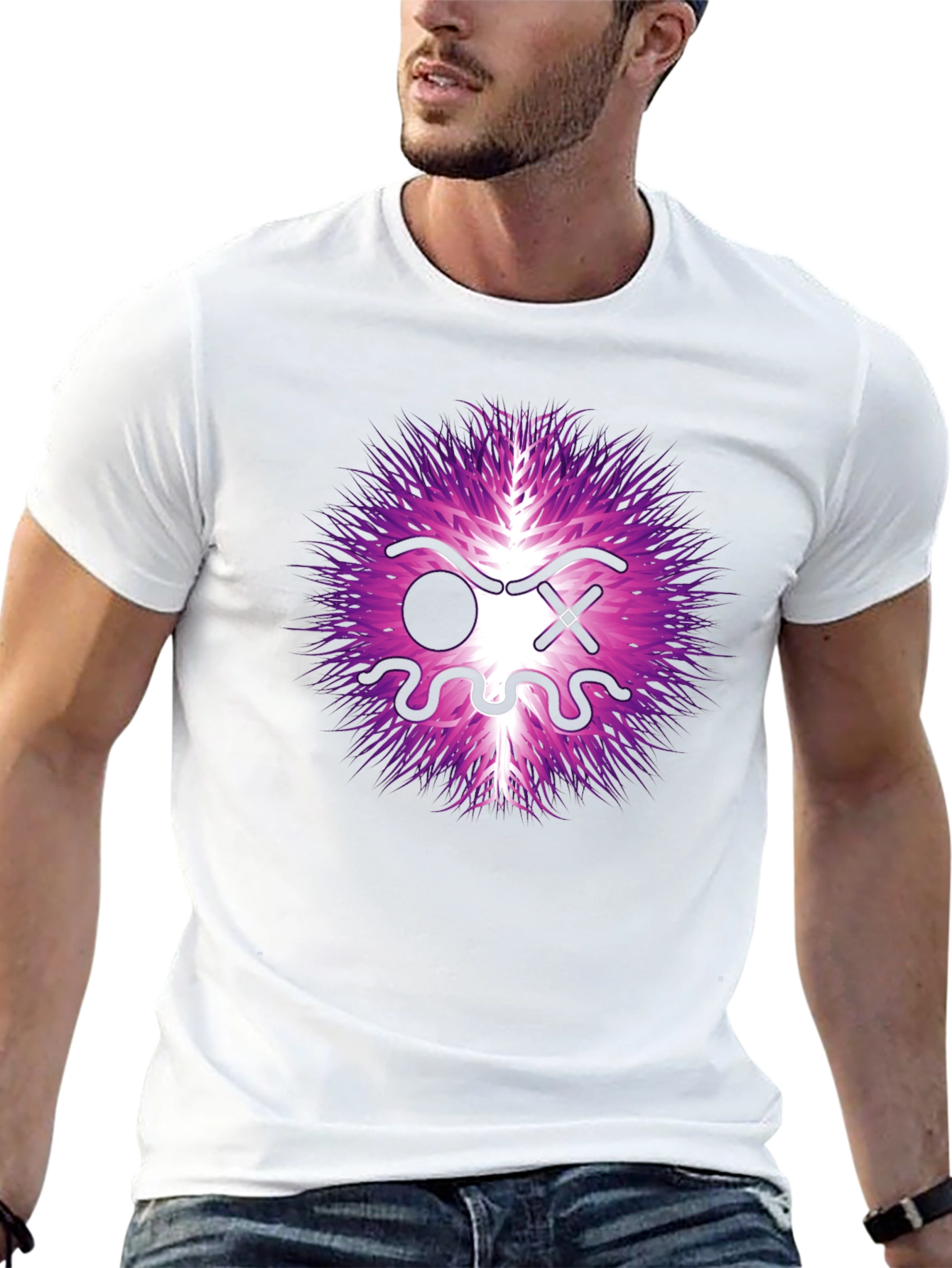 Abstract Graphic Tee - Purple Energy Face