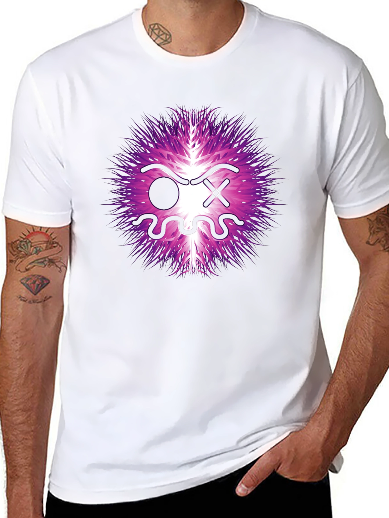 Abstract Graphic Tee - Purple Energy Face