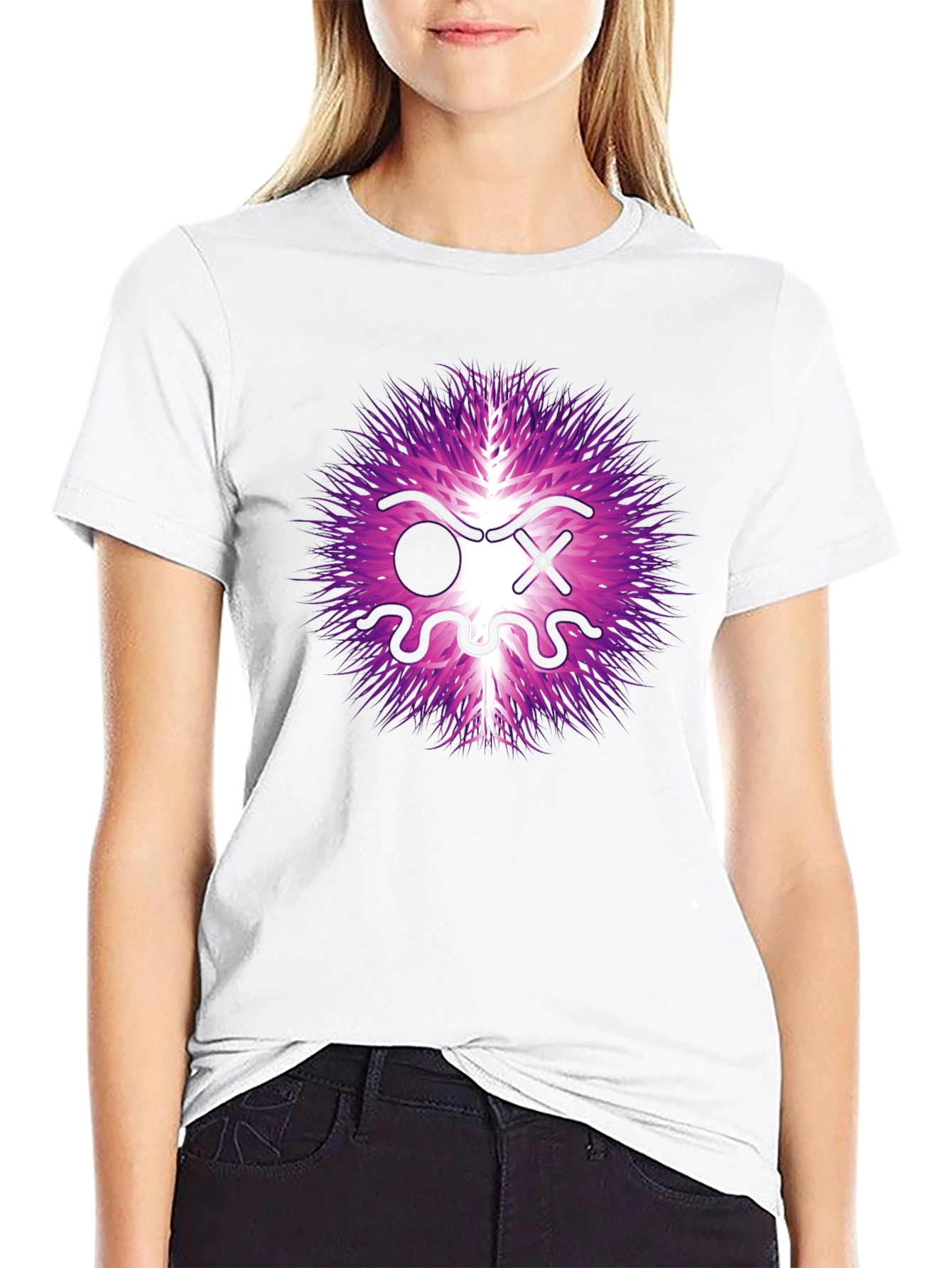 Abstract Graphic Tee - Purple Energy Face