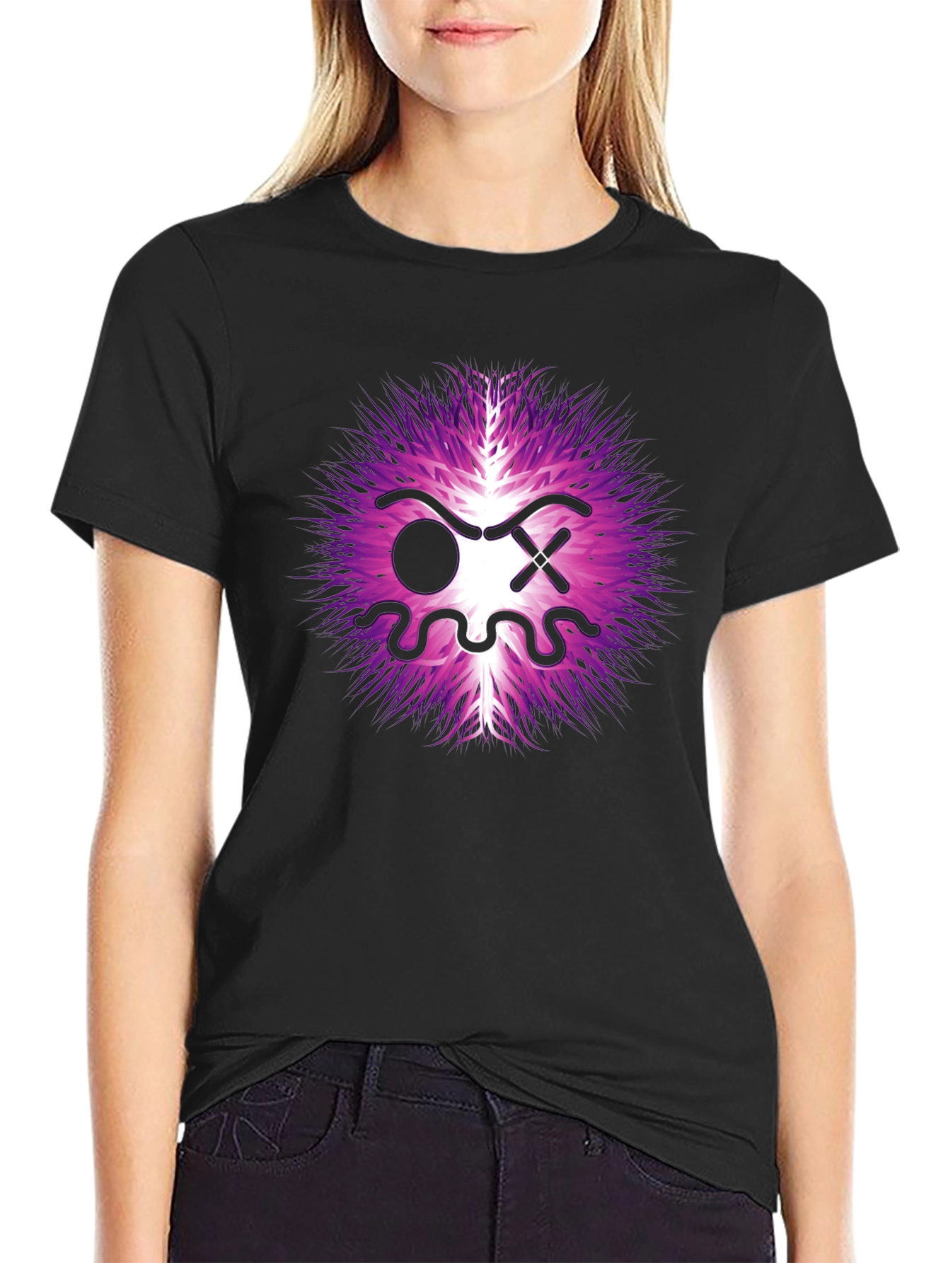 Abstract Graphic Tee - Purple Energy Face