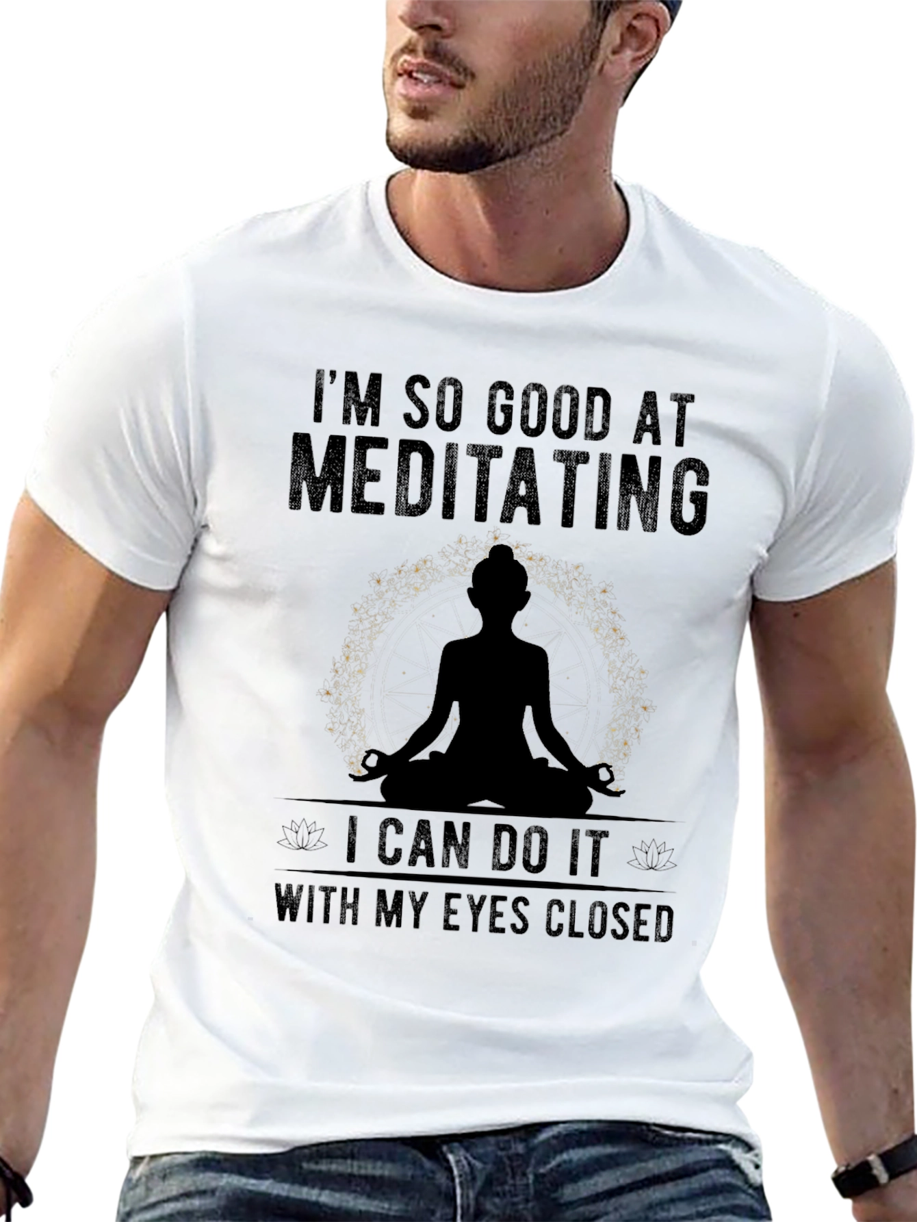 Meditating Graphic T-Shirt - Mens Black Tee