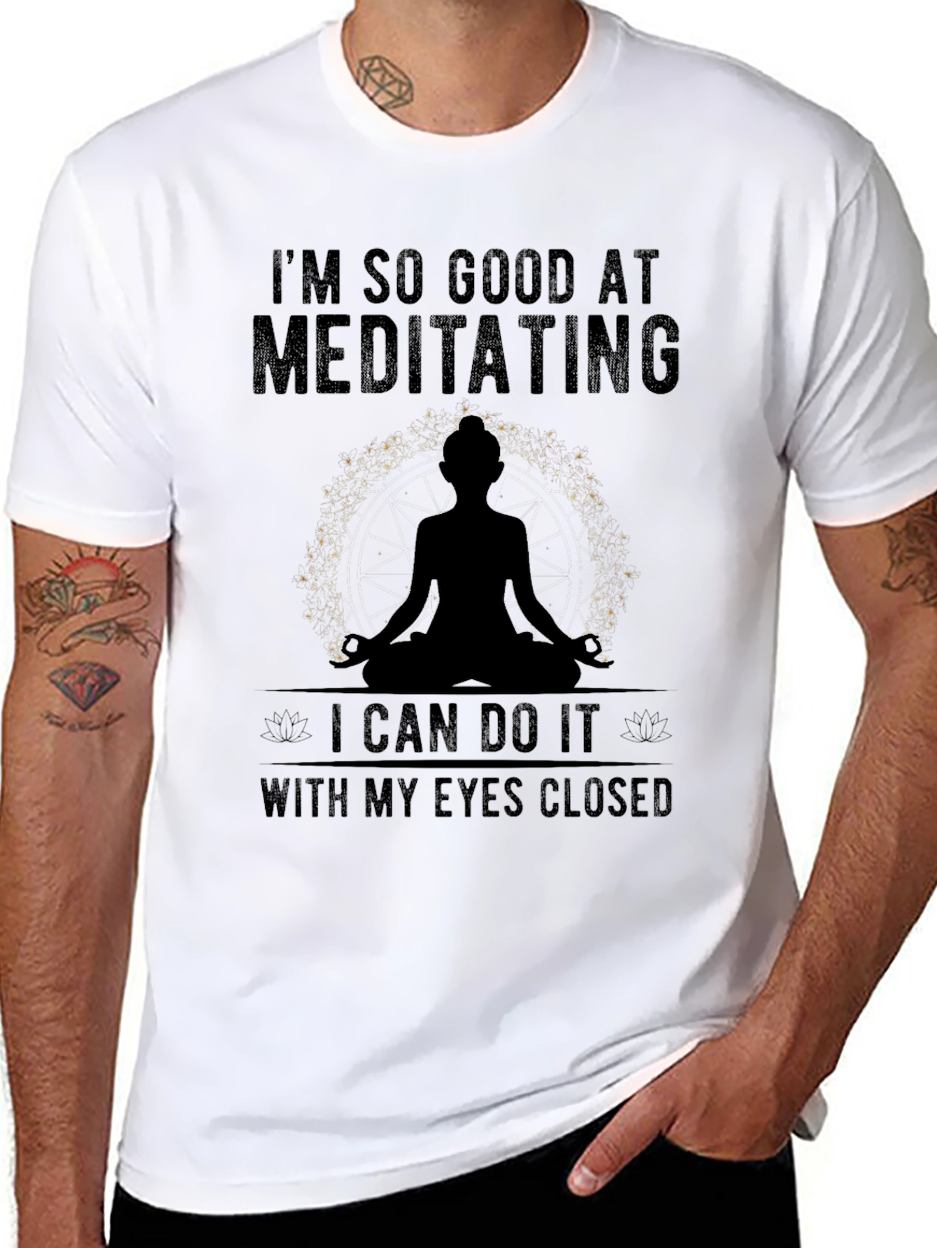 Meditating Graphic T-Shirt - Mens Black Tee