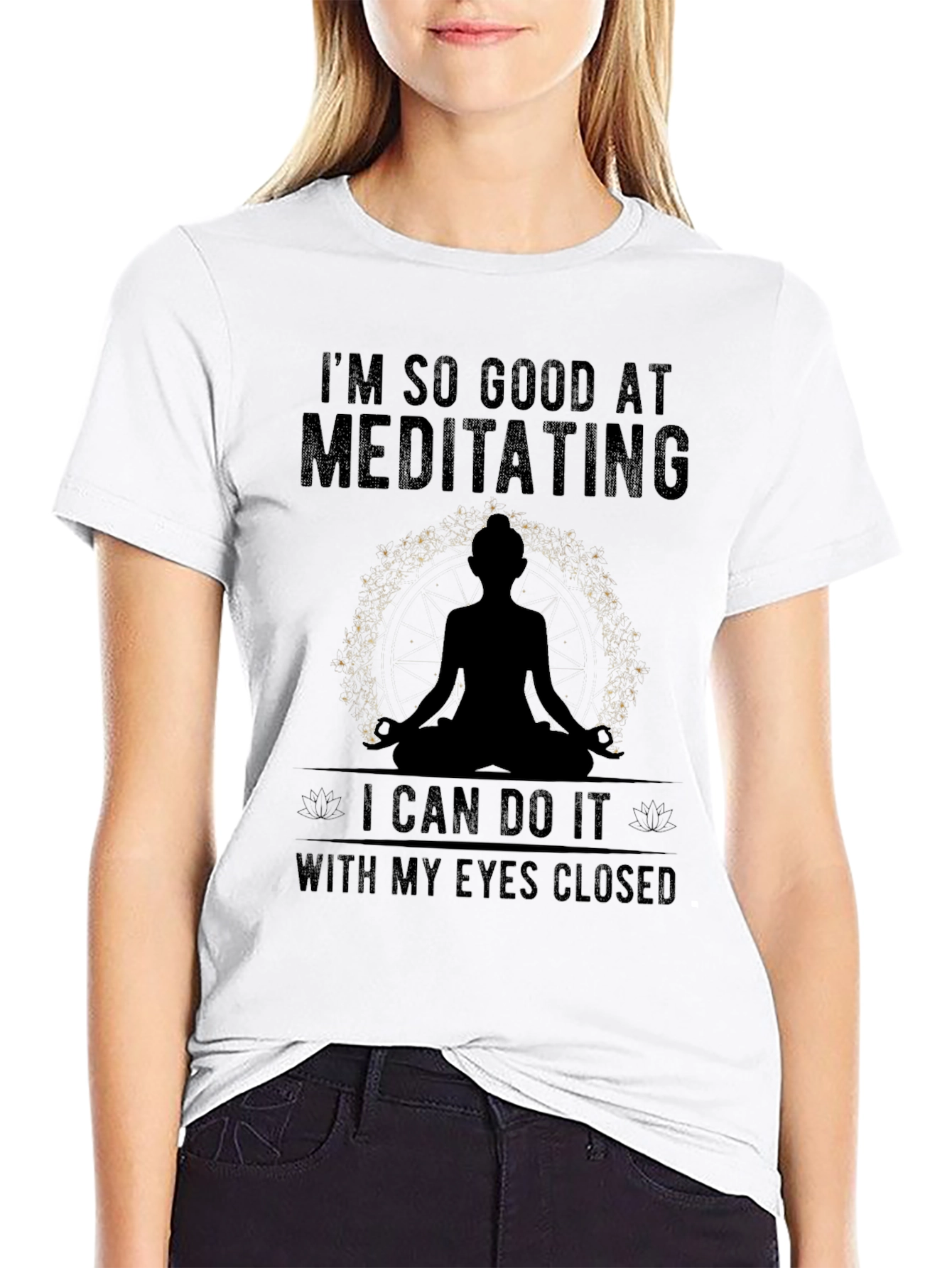 Meditating Graphic T-Shirt - Mens Black Tee