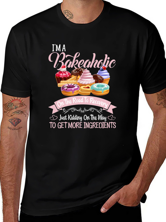 Bakeaholic T-Shirt: Im On The Road To Recovery Funny Baking Tee
