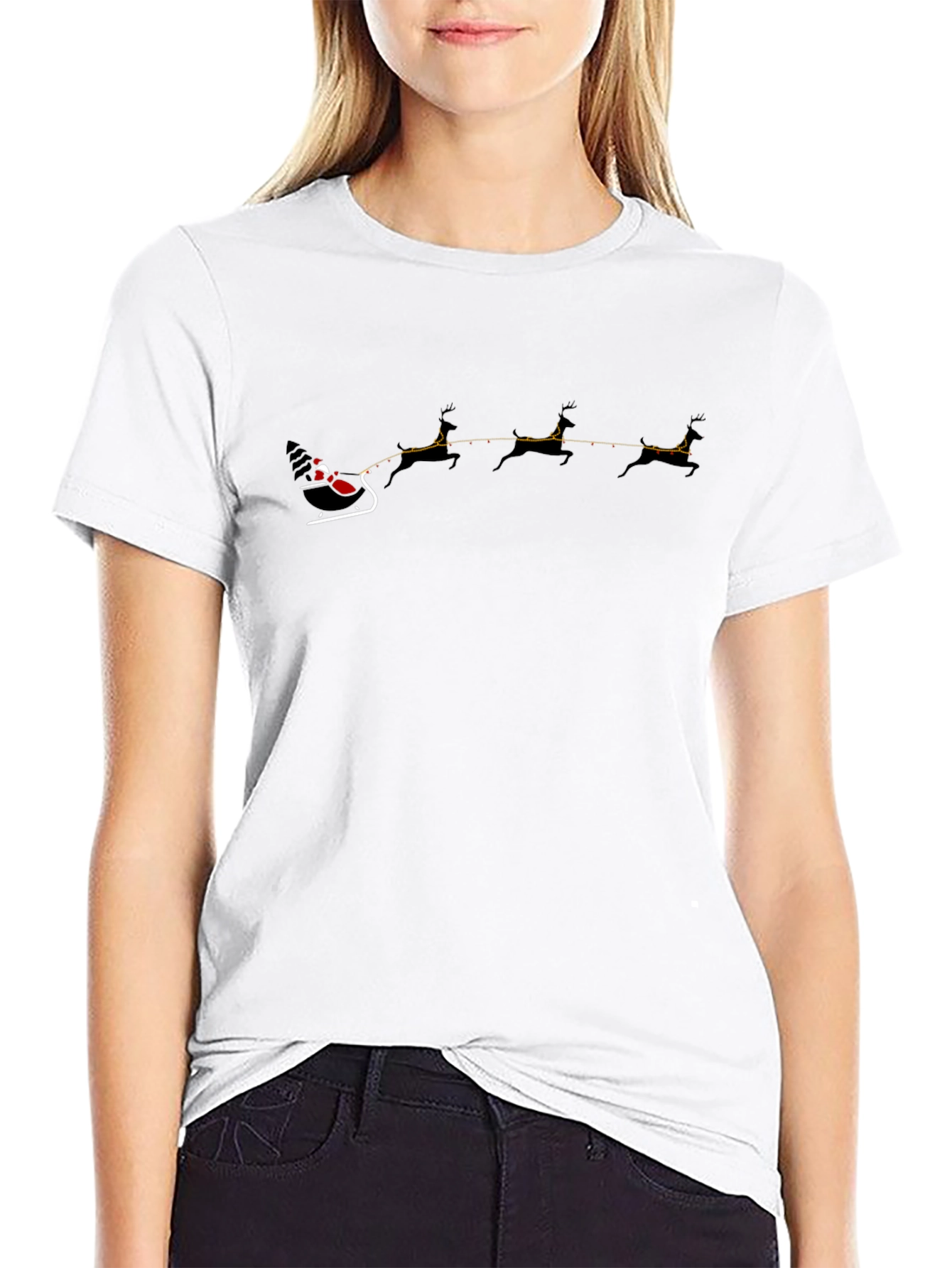 Santas Sleigh Graphic Tee - Holiday Cheer