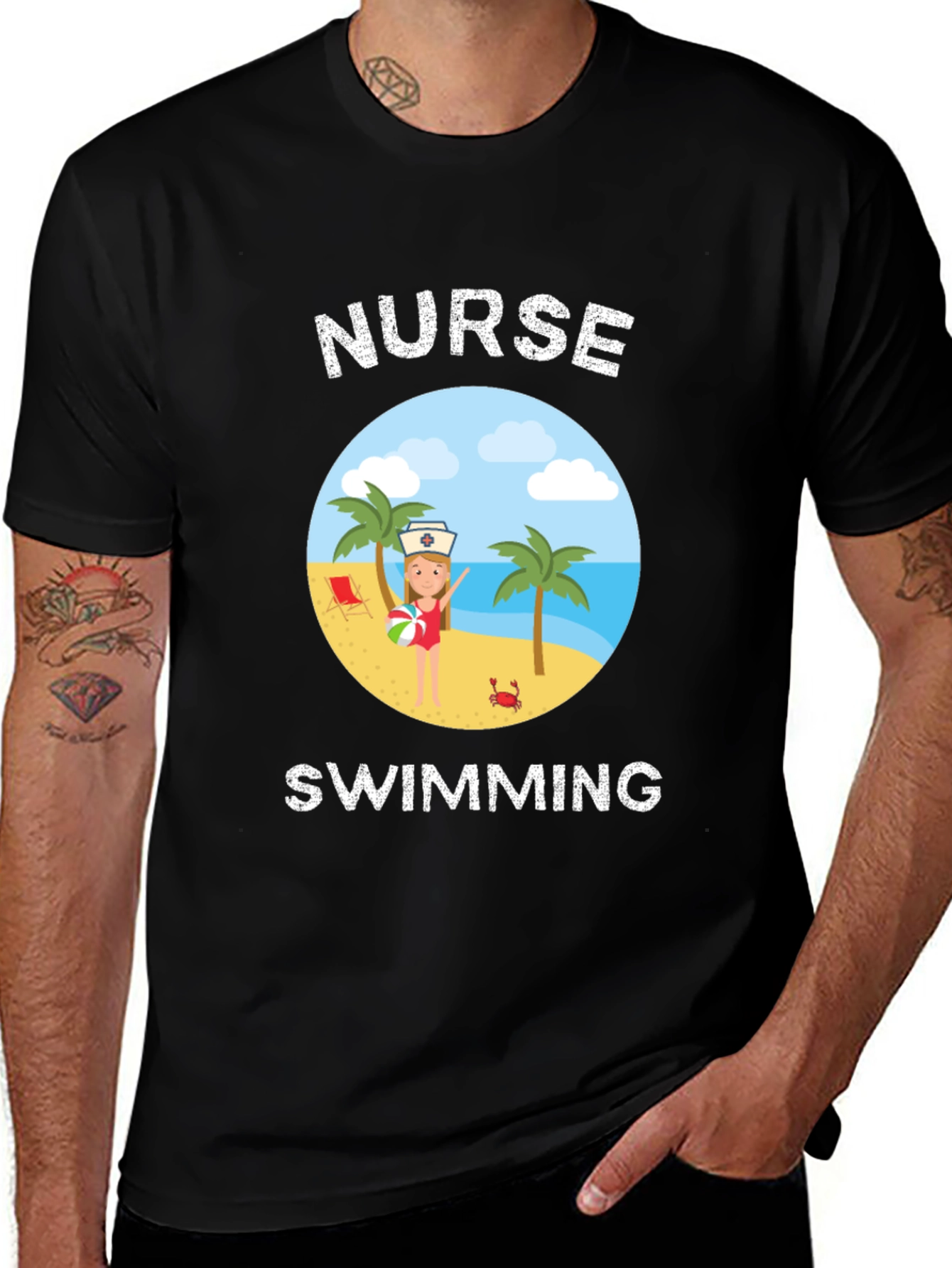 Nurse Swimming Graphic T-Shirt - Summer Vacation Tee