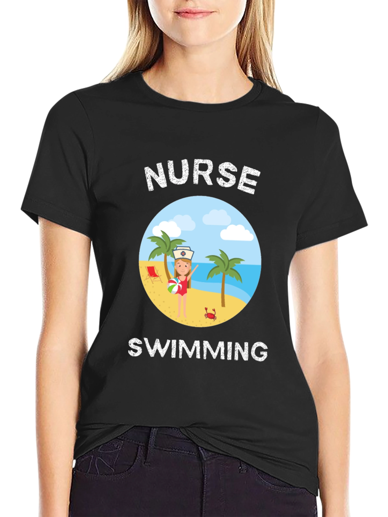 Nurse Swimming Graphic T-Shirt - Summer Vacation Tee