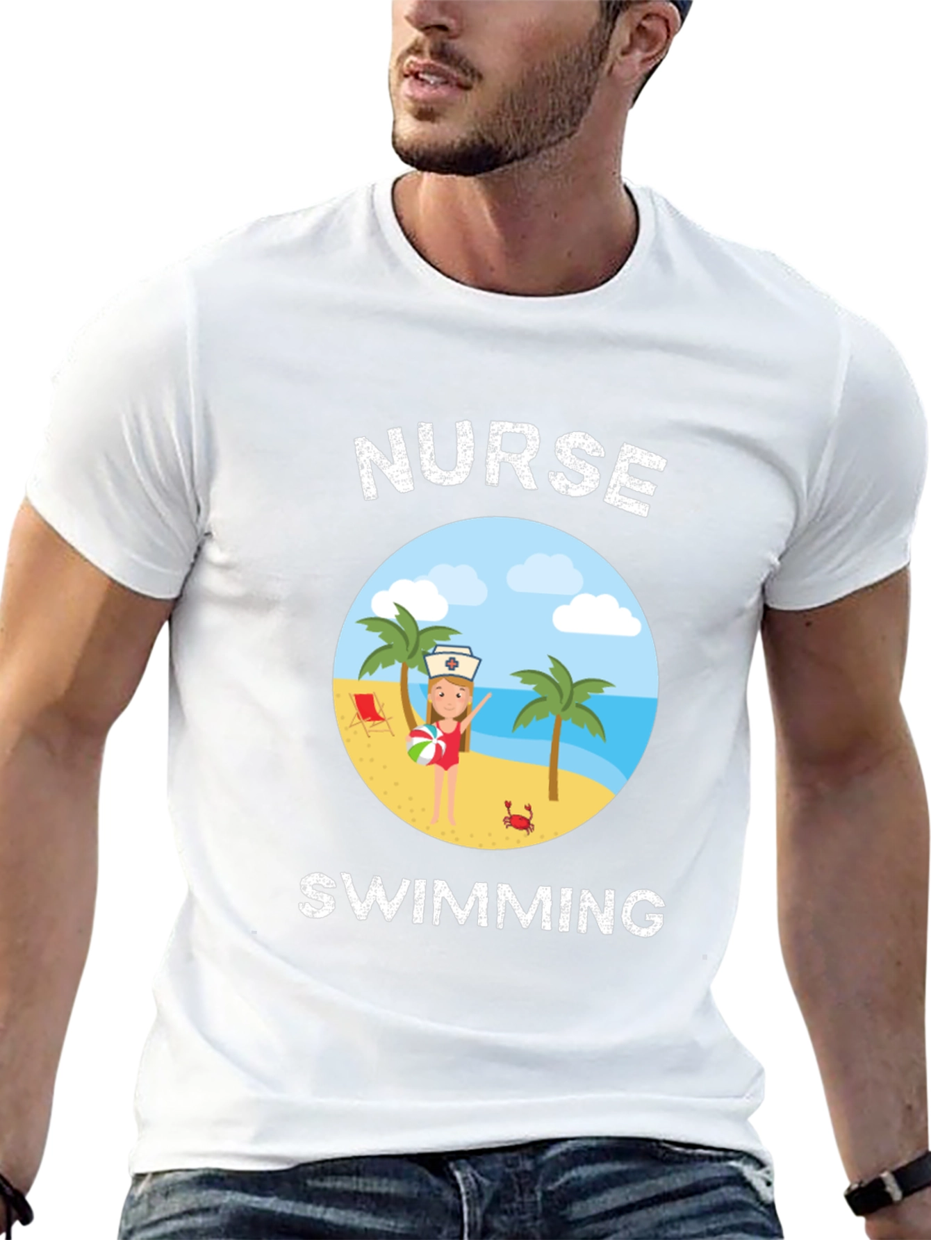 Nurse Swimming Graphic T-Shirt - Summer Vacation Tee