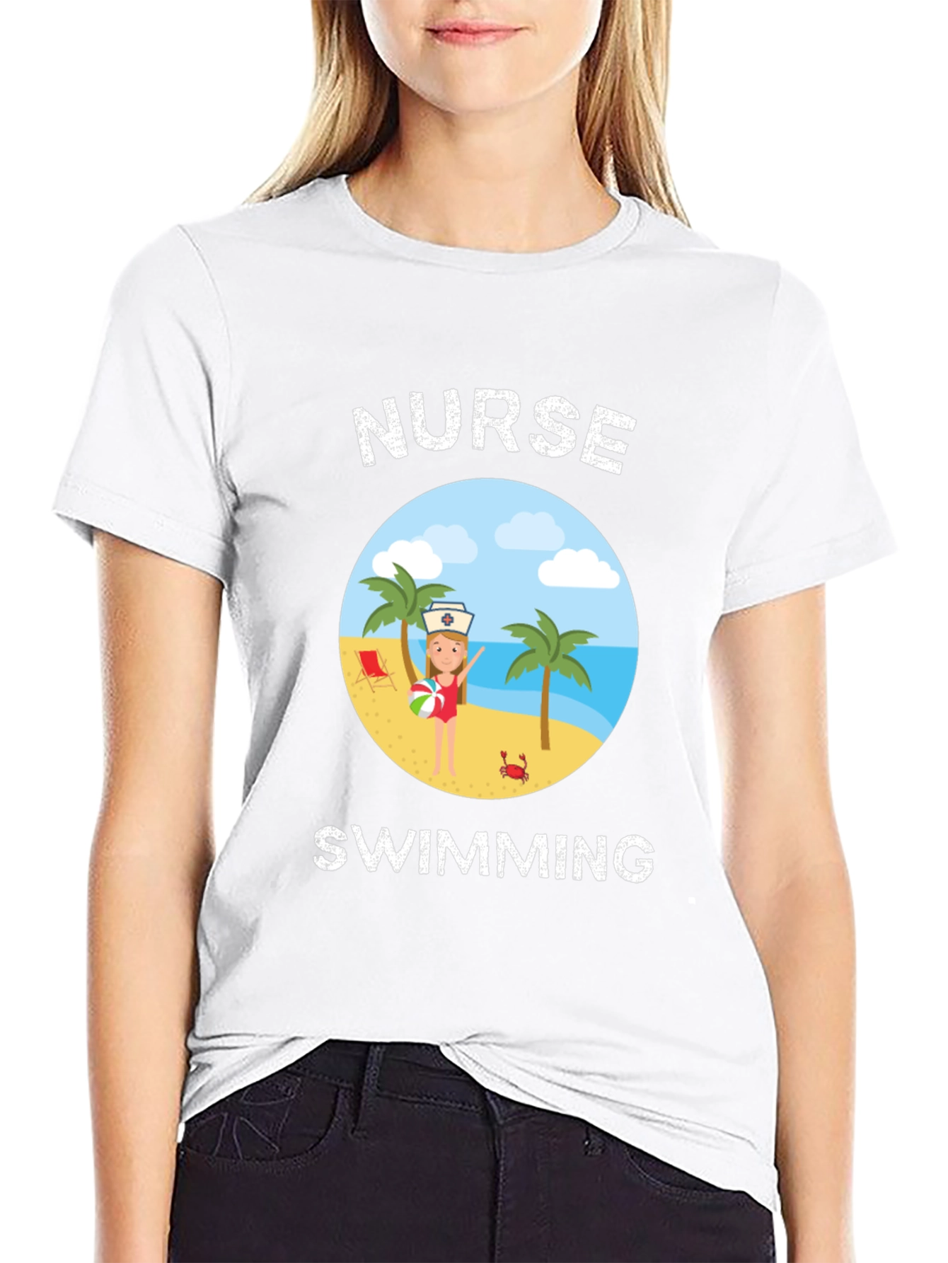 Nurse Swimming Graphic T-Shirt - Summer Vacation Tee