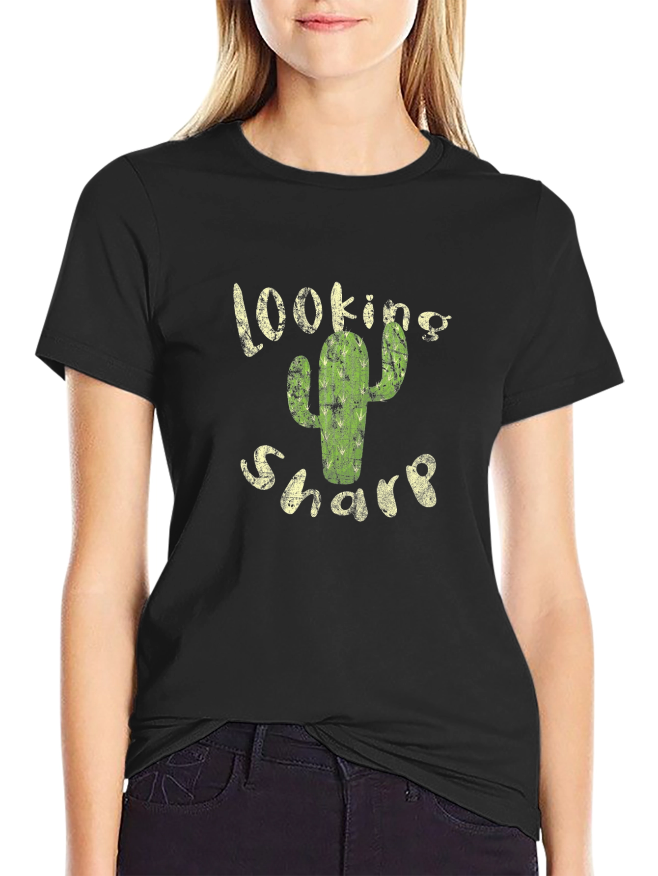 Looking Sharp Cactus Graphic Black T-Shirt