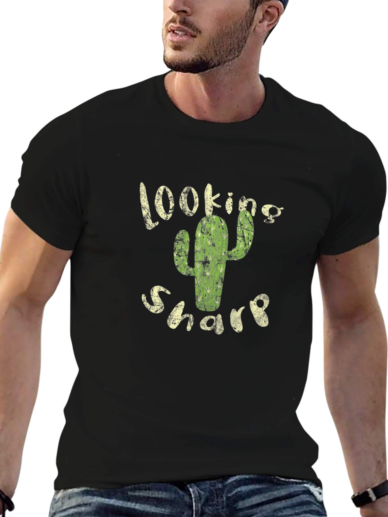 Looking Sharp Cactus Graphic Black T-Shirt