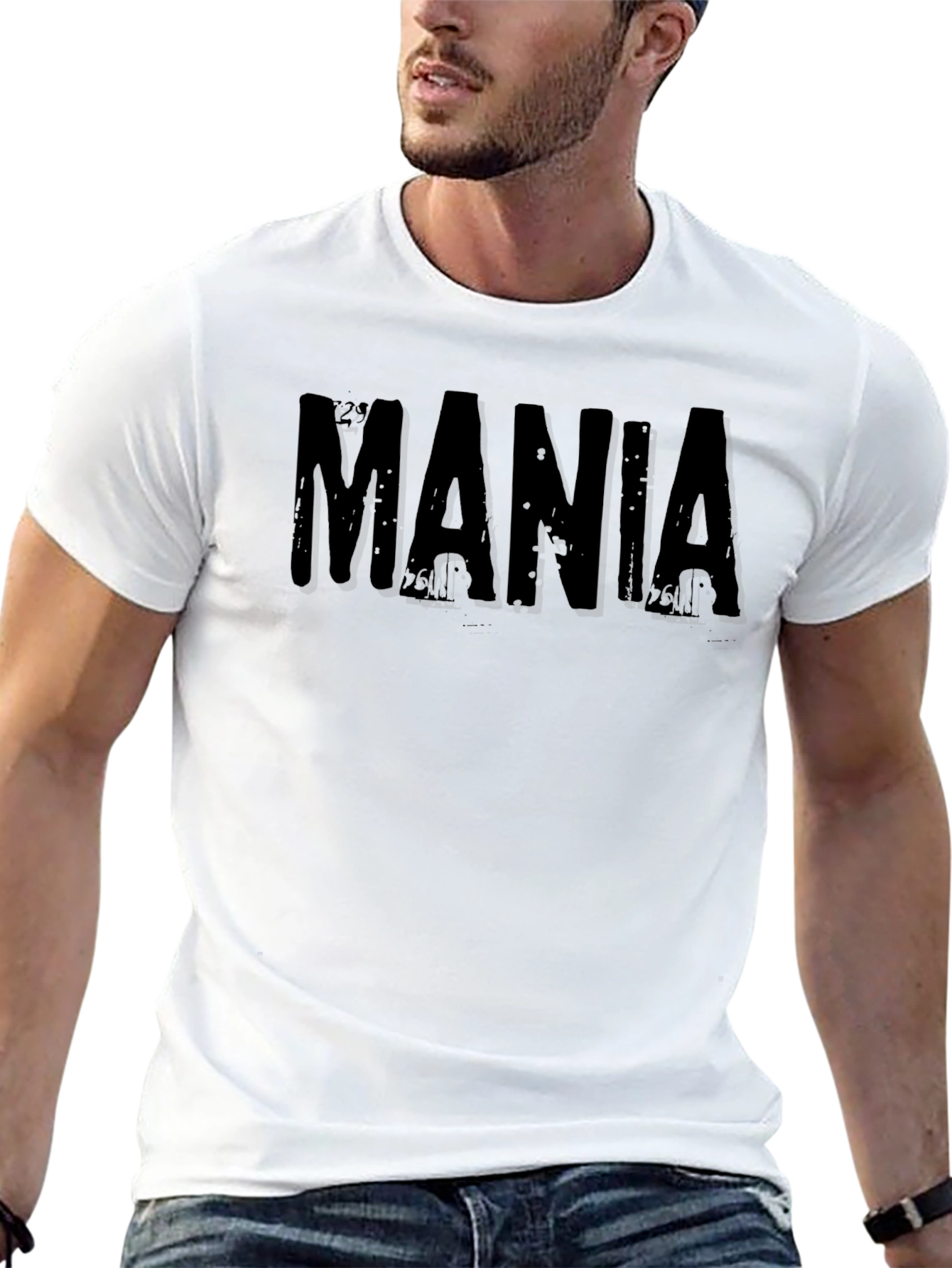 Mania Graphic Tee - Distressed Style