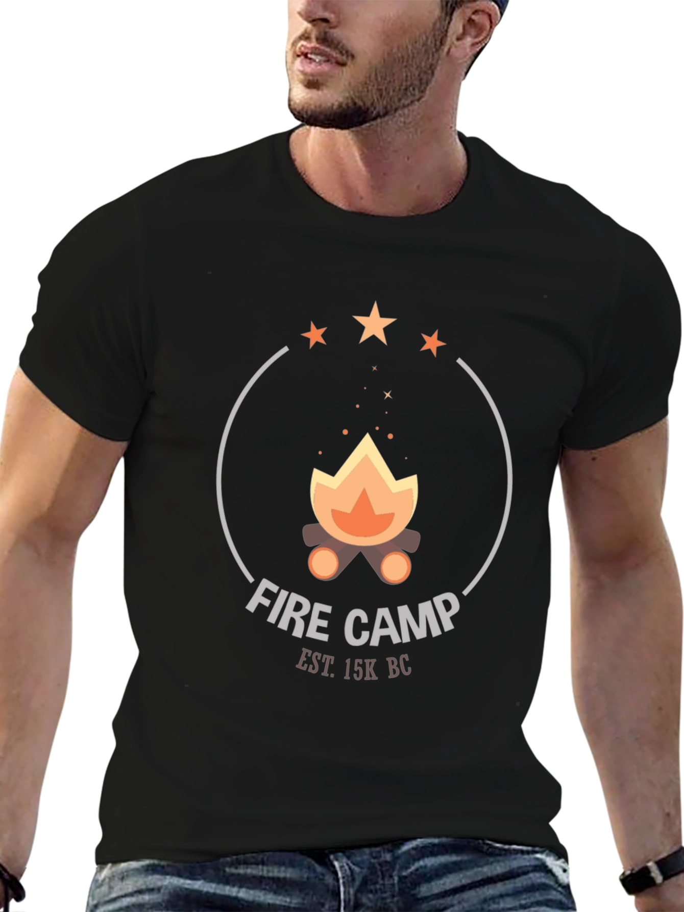 Fire Camp Graphic Tee - Black Cotton T-Shirt