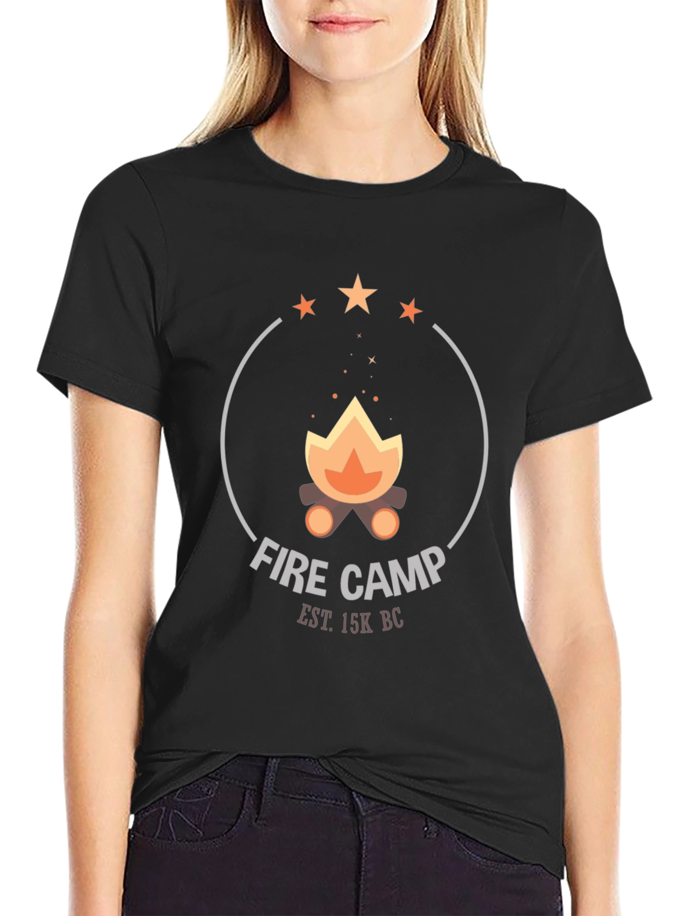 Fire Camp Graphic Tee - Black Cotton T-Shirt