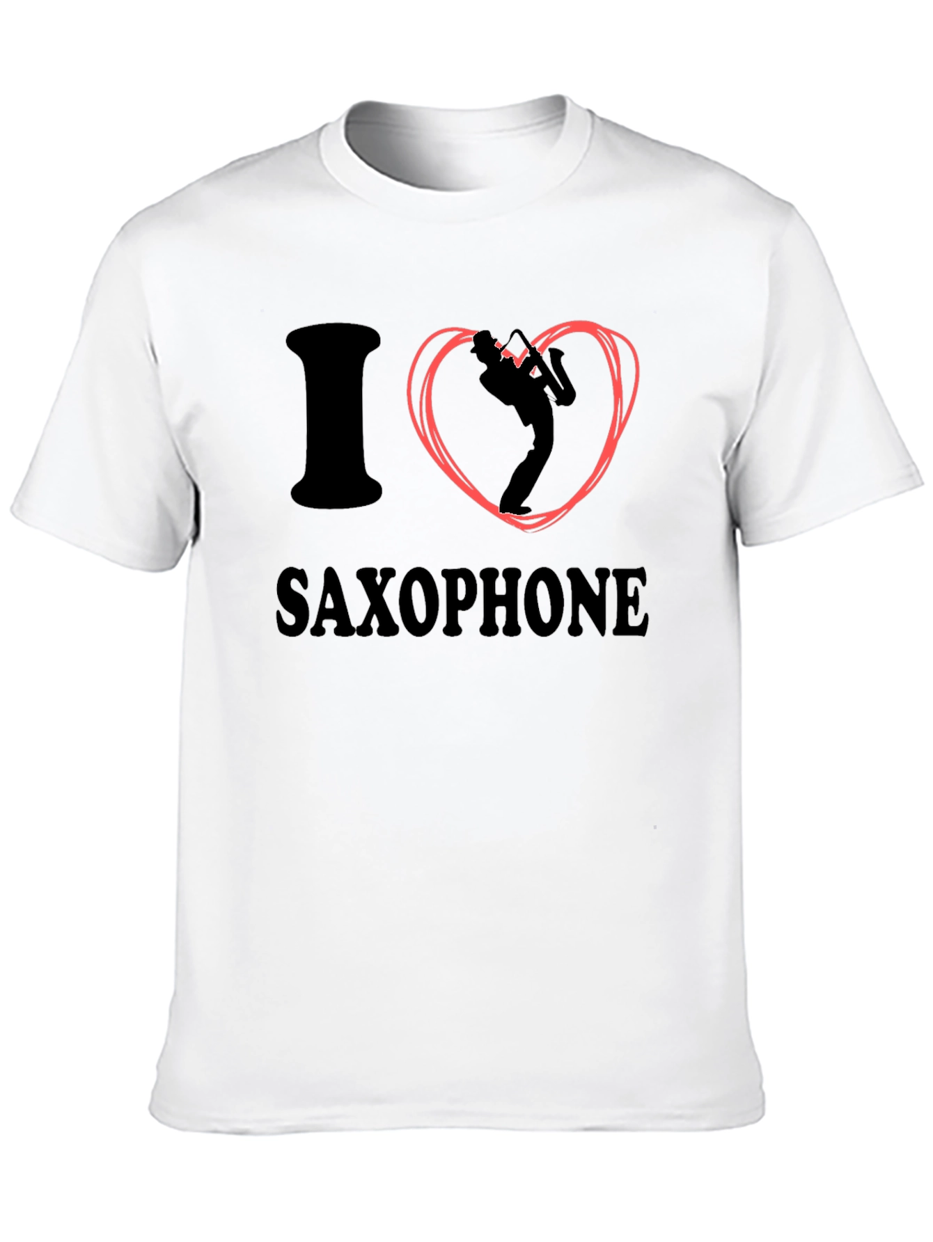 I Love Saxophone Graphic Tee - Black Cotton T-Shirt