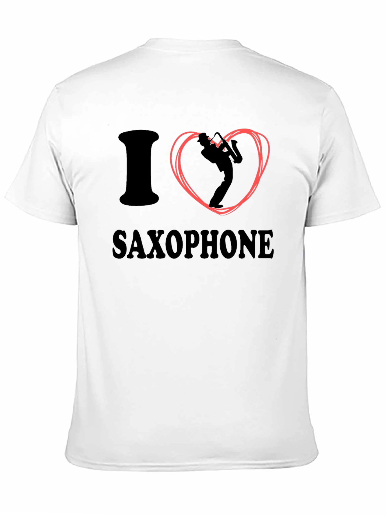 I Love Saxophone Graphic Tee - Black Cotton T-Shirt