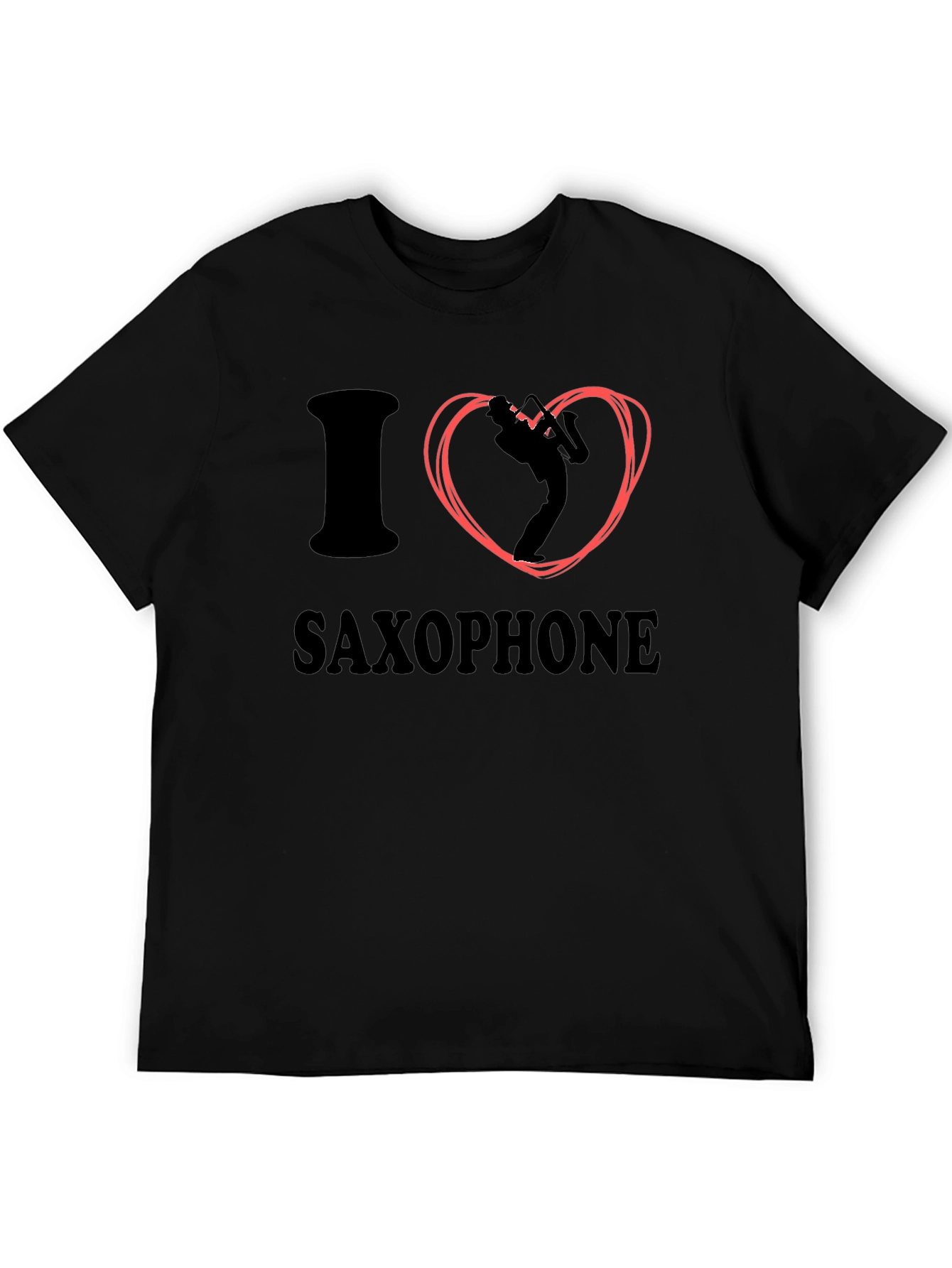 I Love Saxophone Graphic Tee - Black Cotton T-Shirt