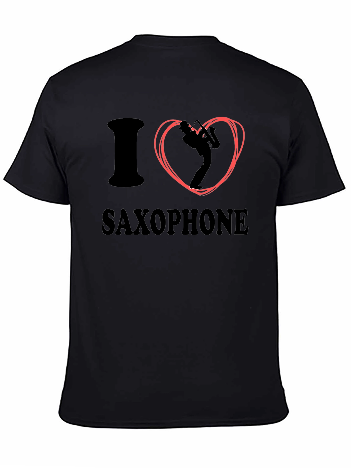 I Love Saxophone Graphic Tee - Black Cotton T-Shirt