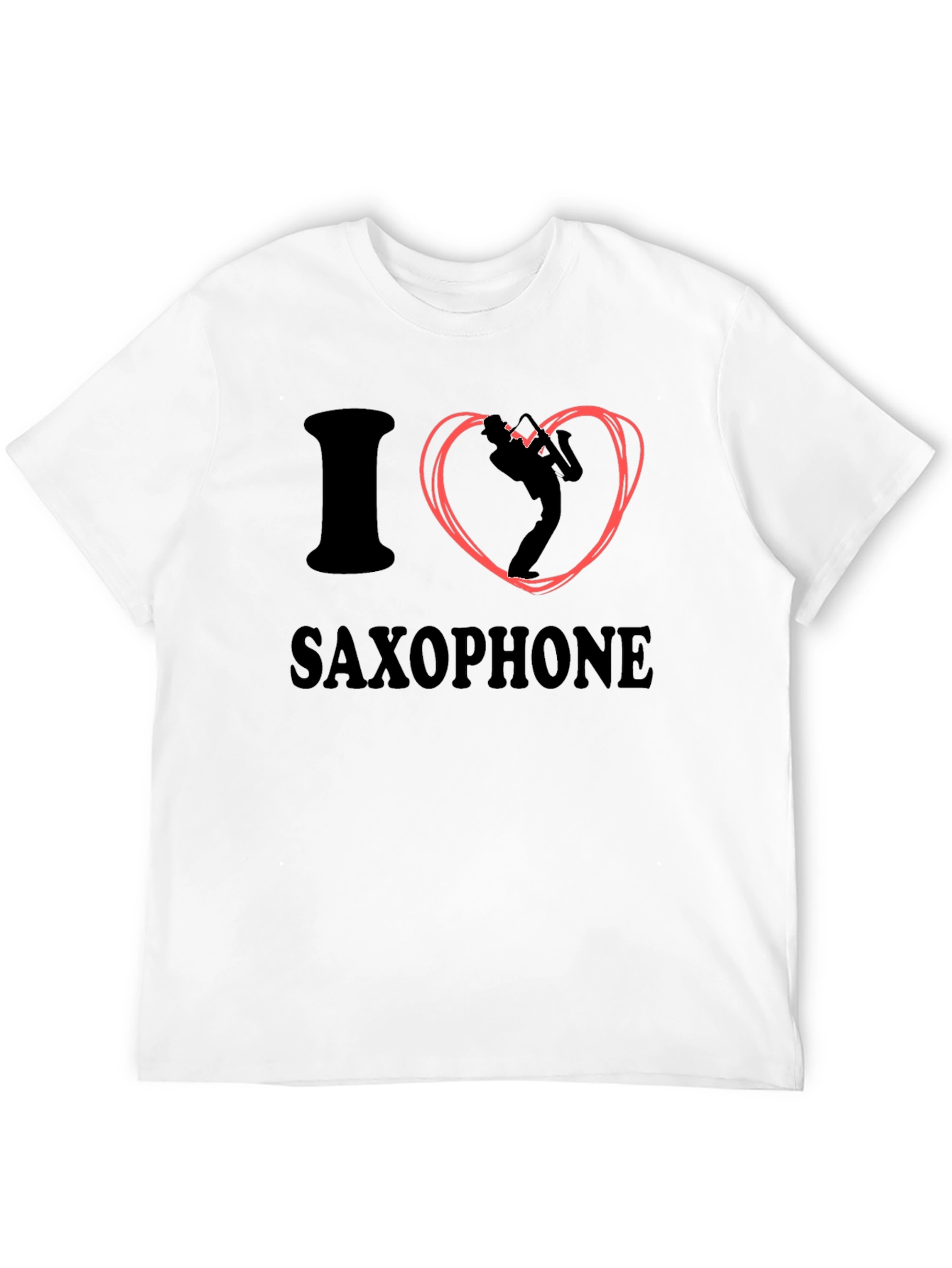 I Love Saxophone Graphic Tee - Black Cotton T-Shirt