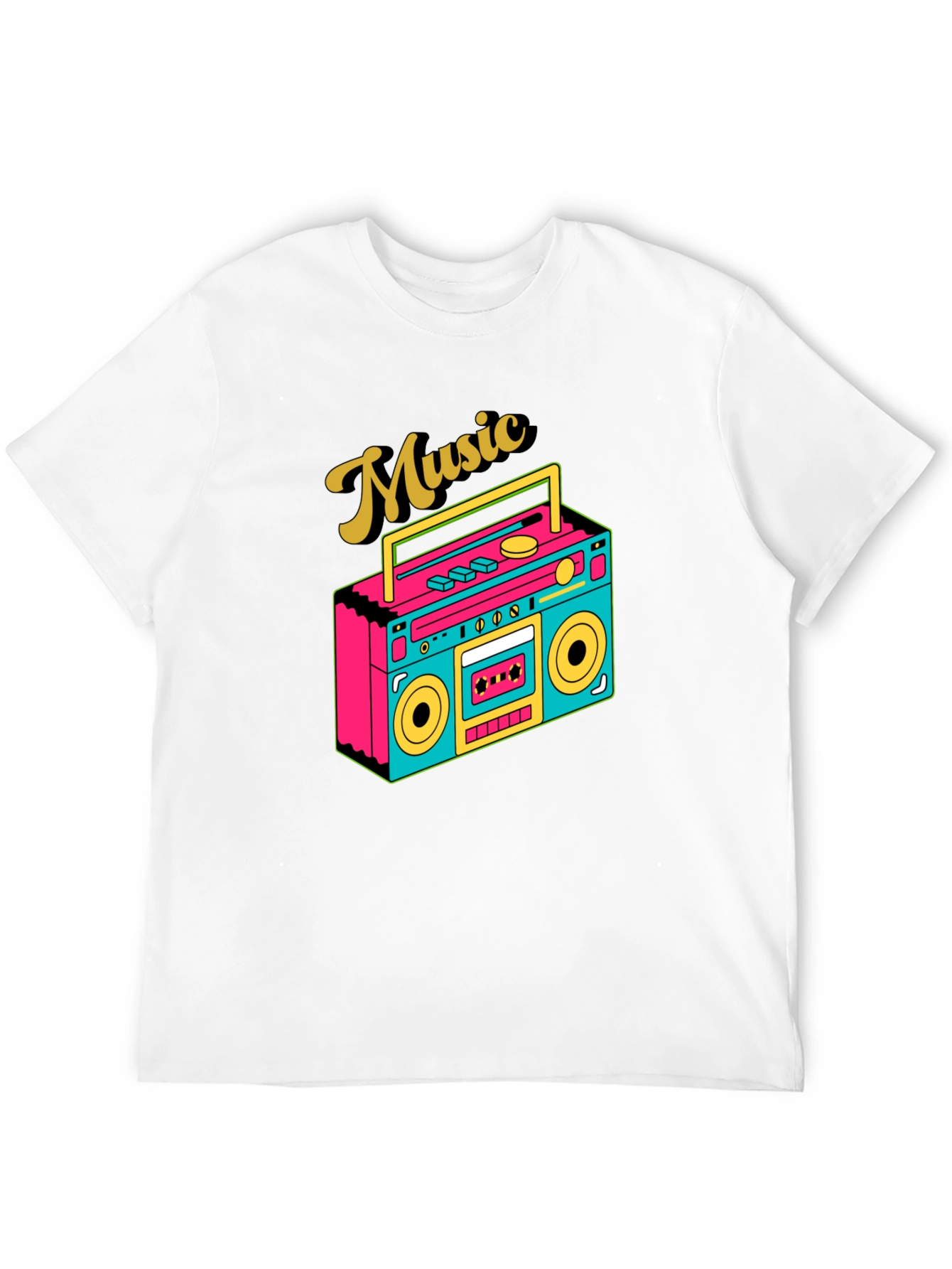 Retro Music Lover T-Shirt Boombox Graphic Tee