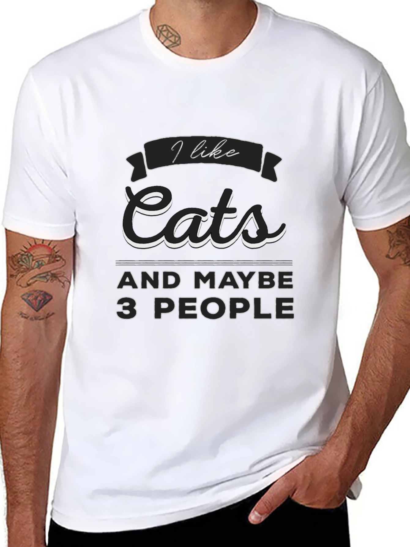 I Like Cats and Maybe 3 People Graphic T-Shirt