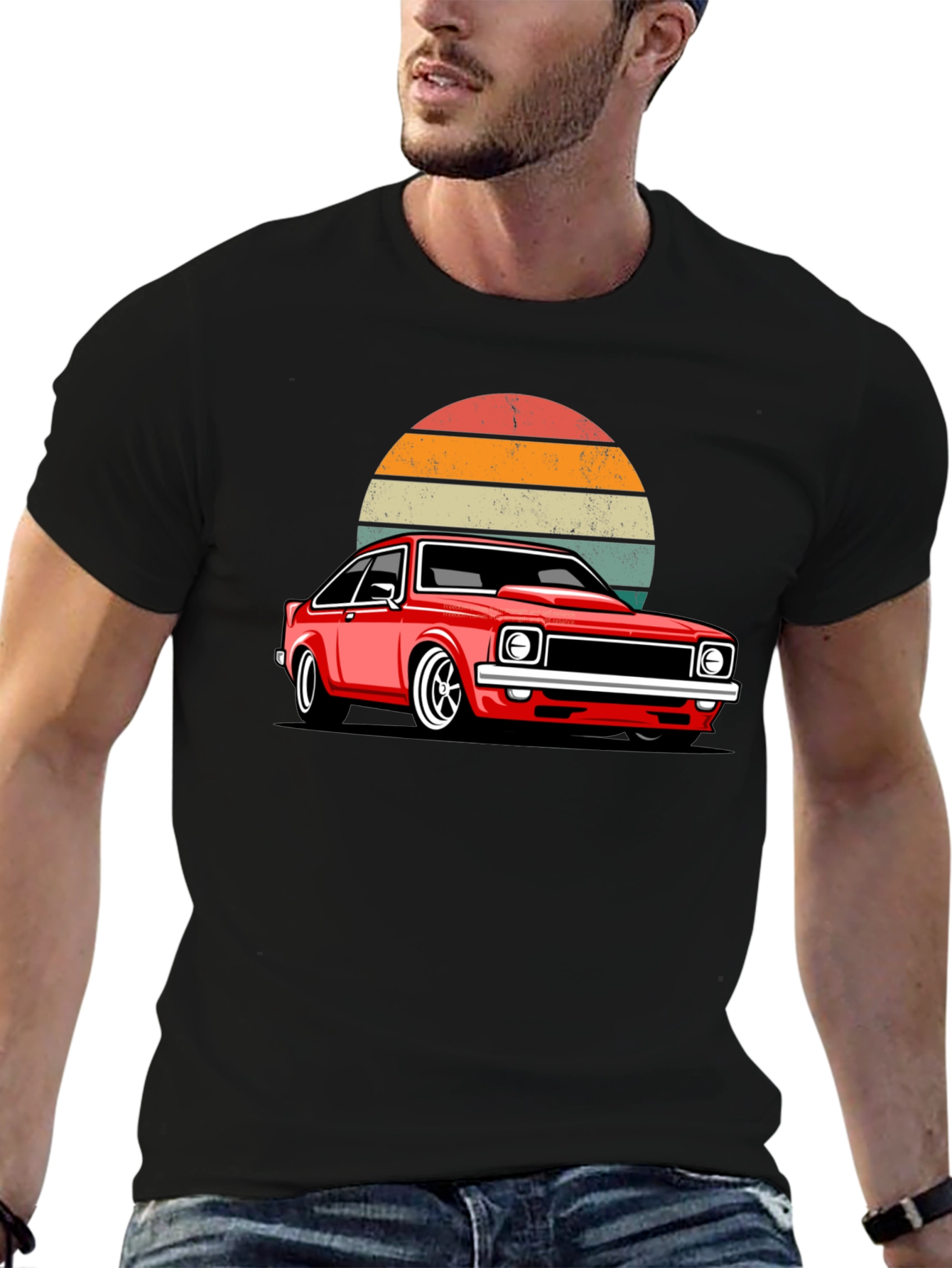 Retro Sunset Car Graphic T-Shirt