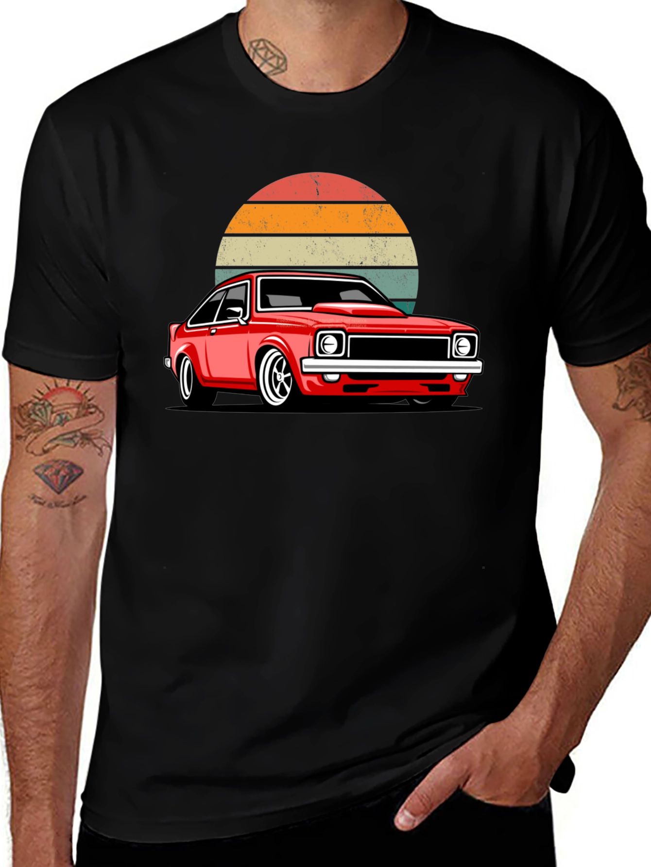 Retro Sunset Car Graphic T-Shirt