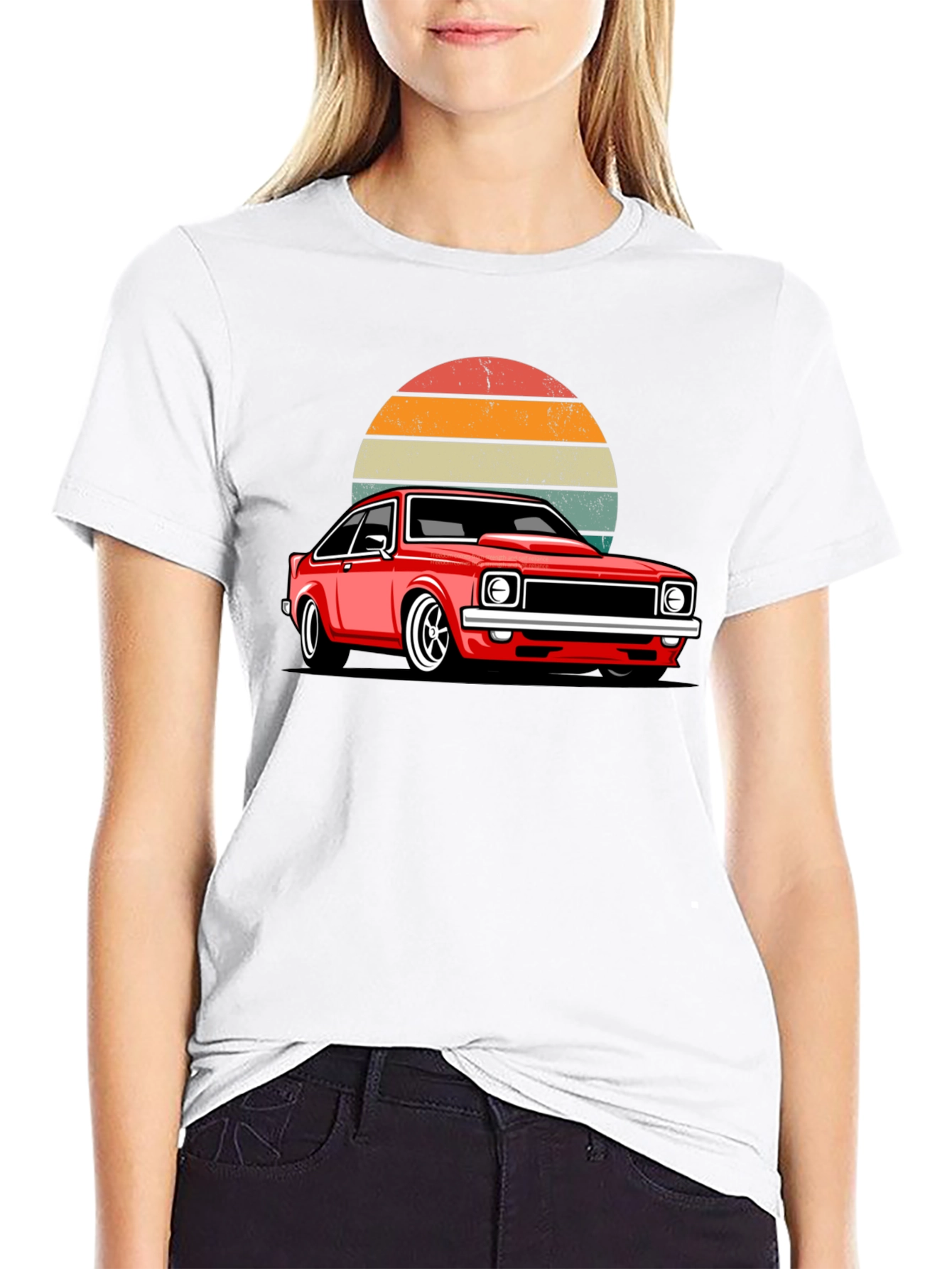 Retro Sunset Car Graphic T-Shirt