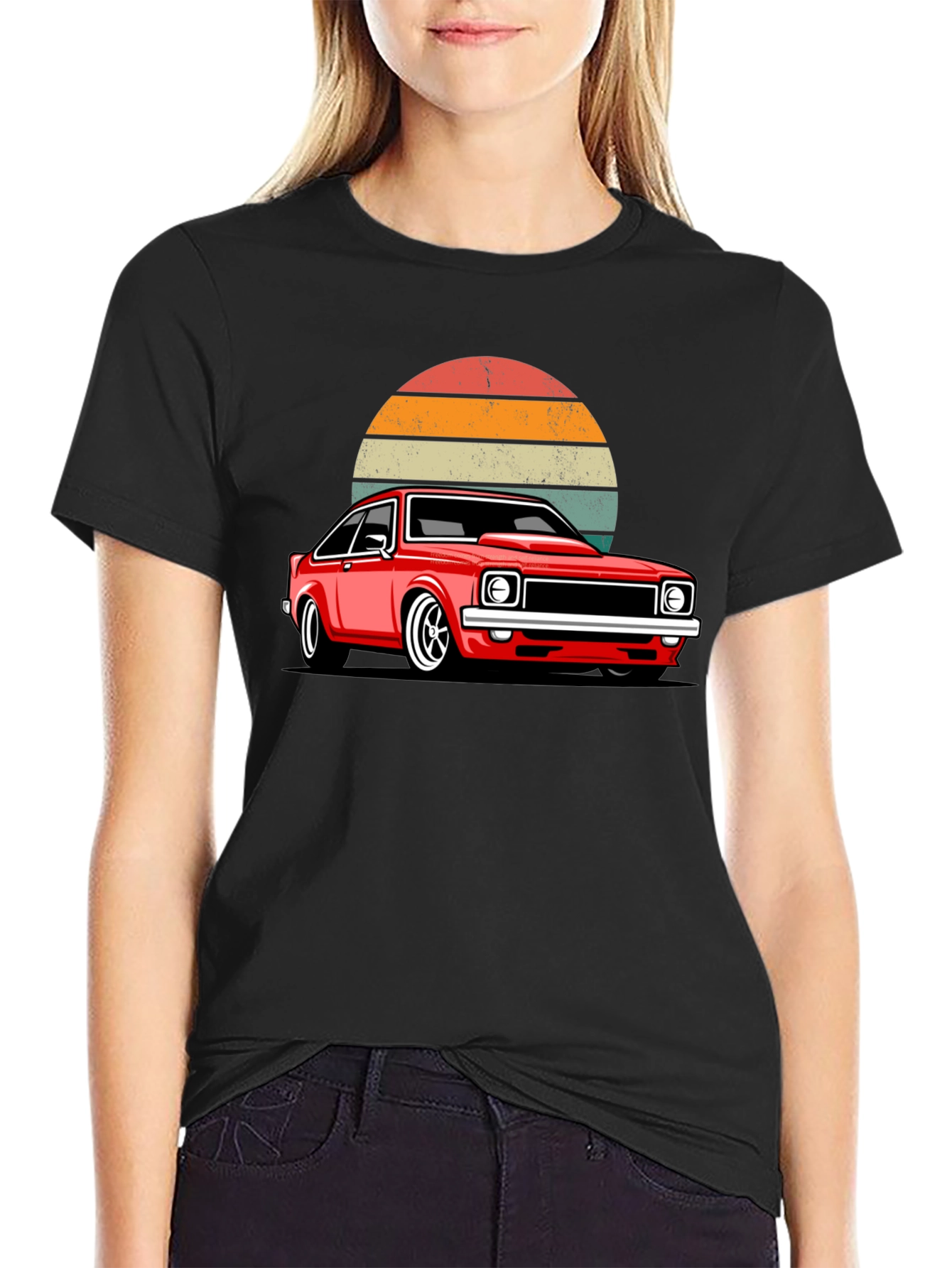 Retro Sunset Car Graphic T-Shirt