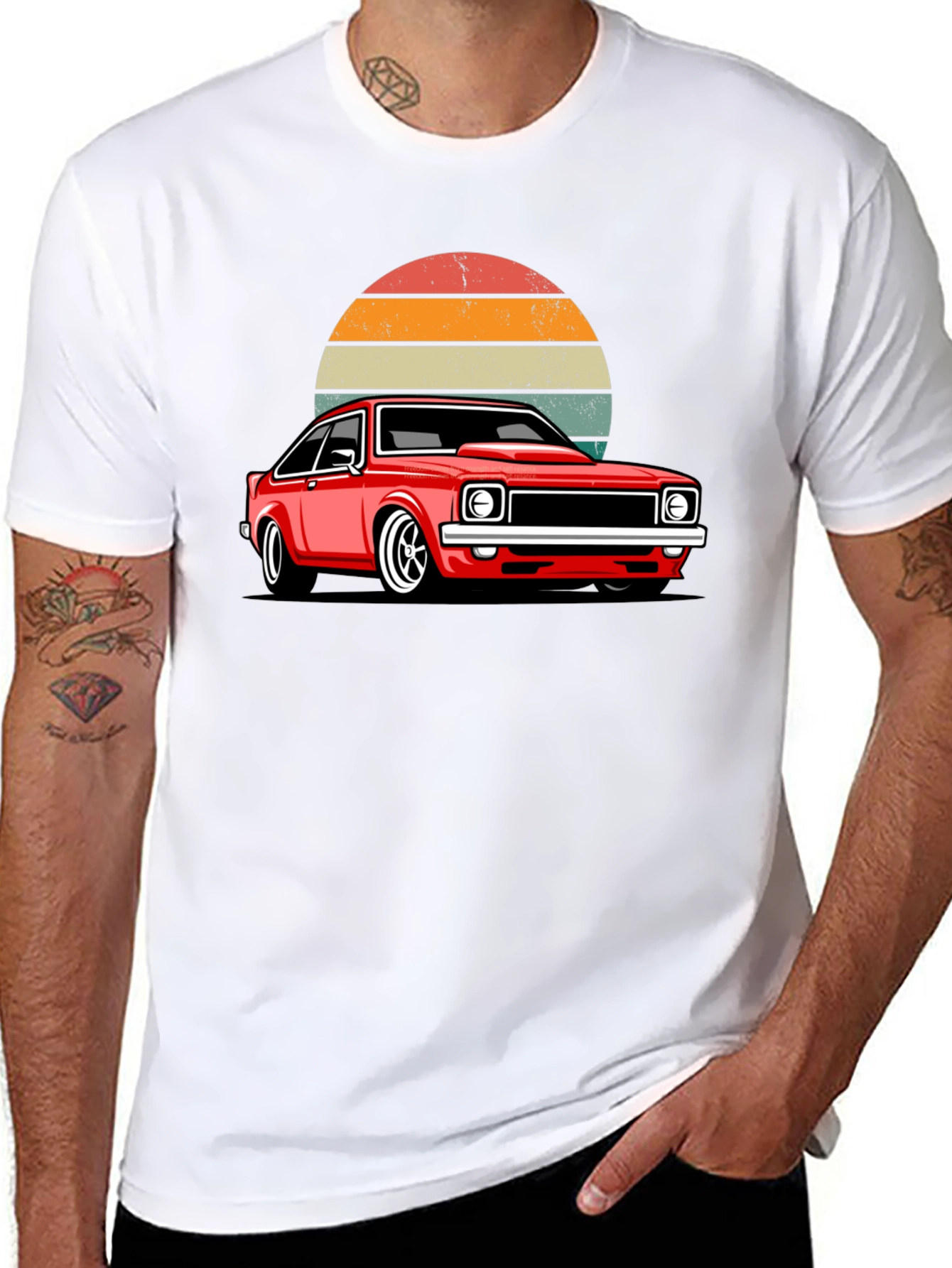 Retro Sunset Car Graphic T-Shirt