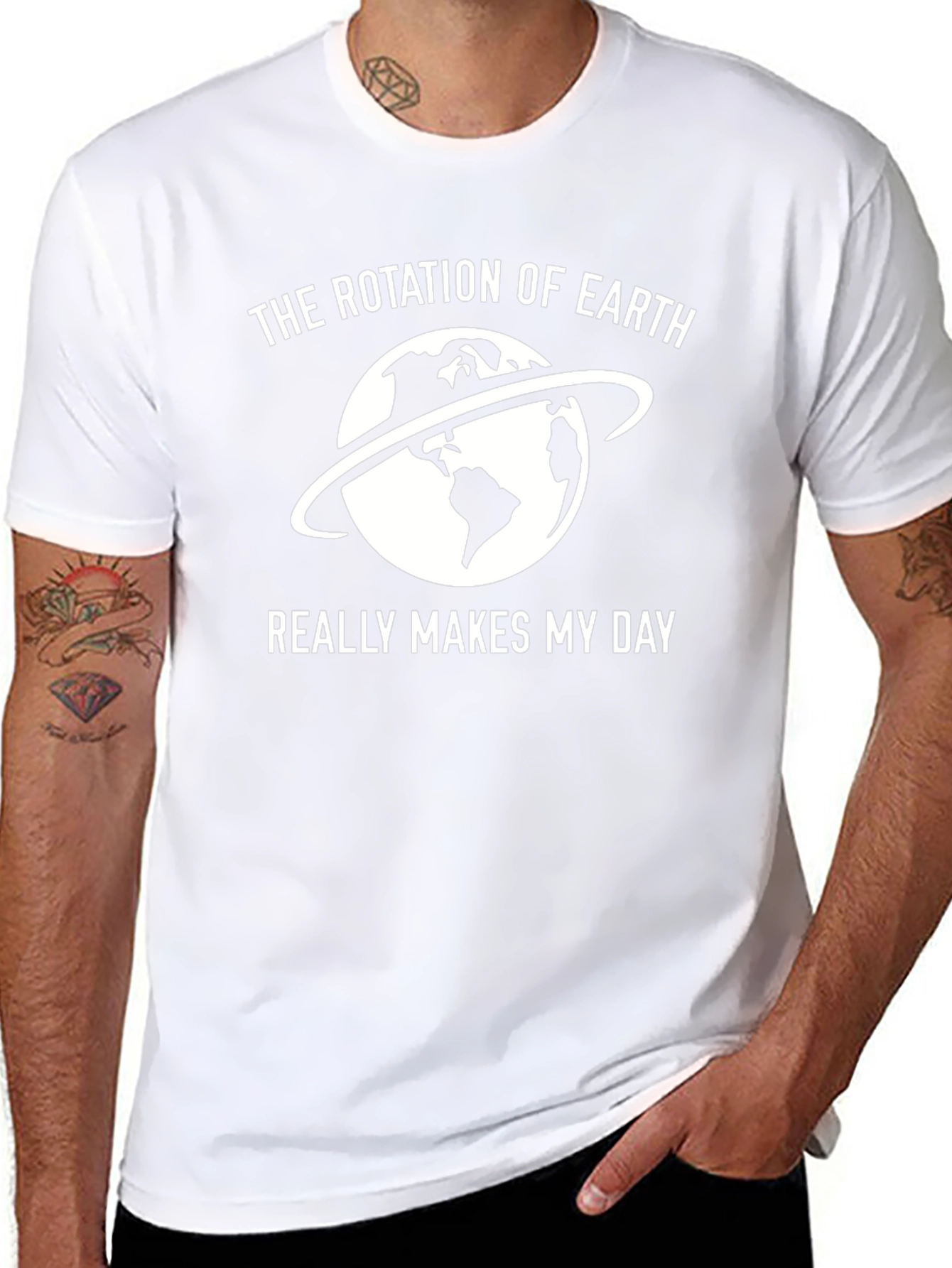 Earth Rotation T-Shirt - Makes My Day Black Tee