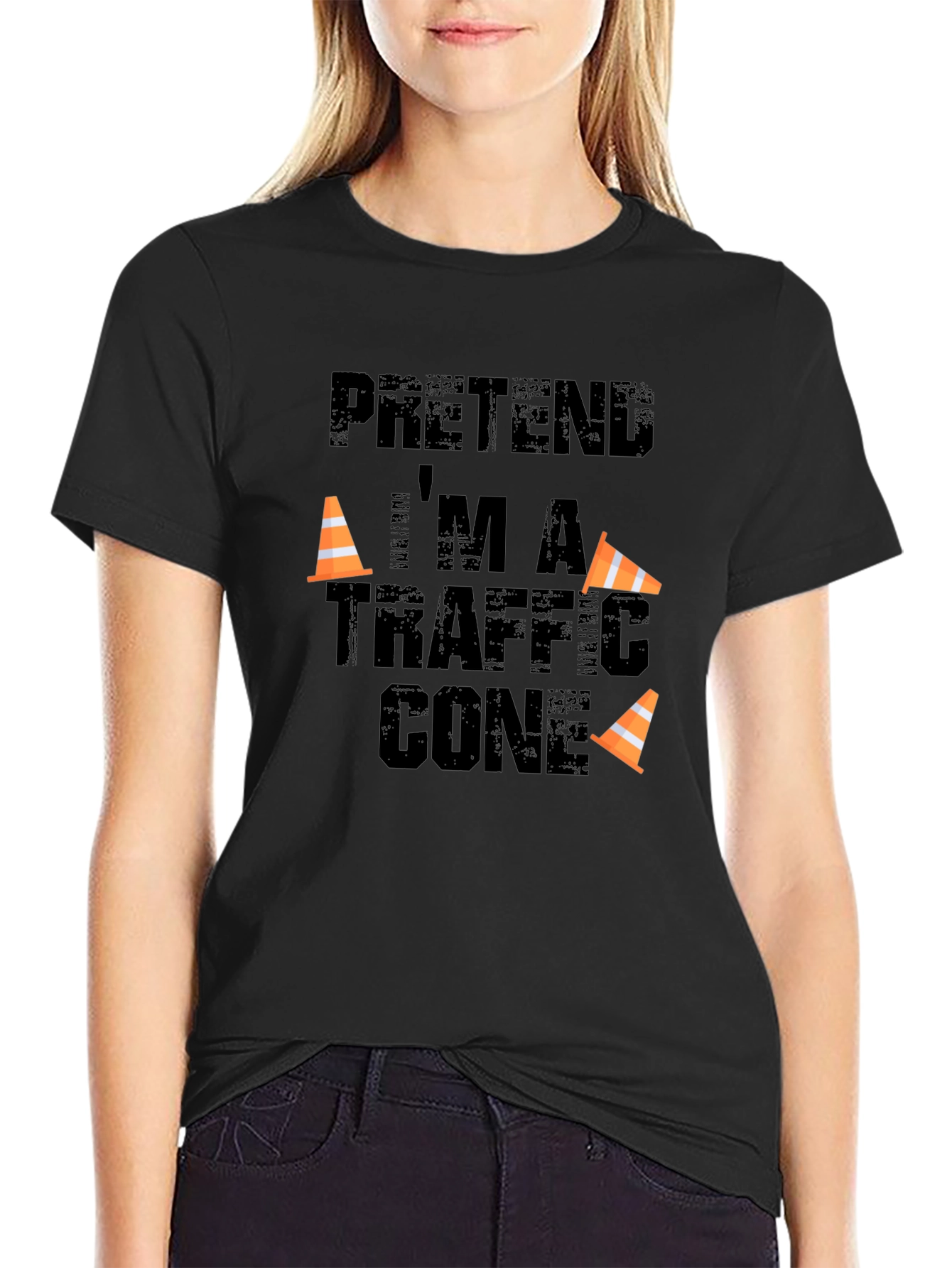 Pretend Im A Traffic Cone Funny T-Shirt