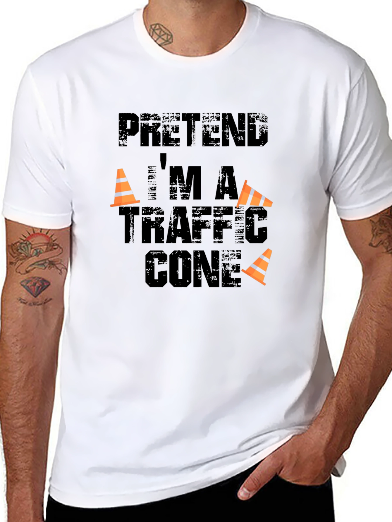 Pretend Im A Traffic Cone Funny T-Shirt