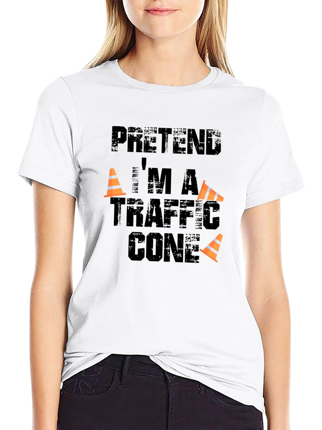 Pretend Im A Traffic Cone Funny T-Shirt