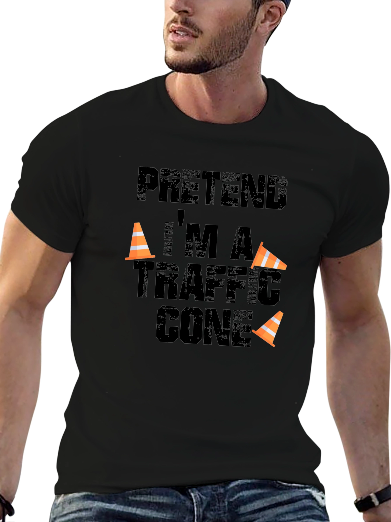 Pretend Im A Traffic Cone Funny T-Shirt