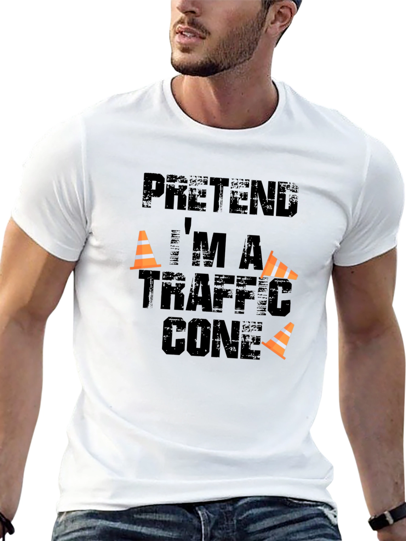 Pretend Im A Traffic Cone Funny T-Shirt
