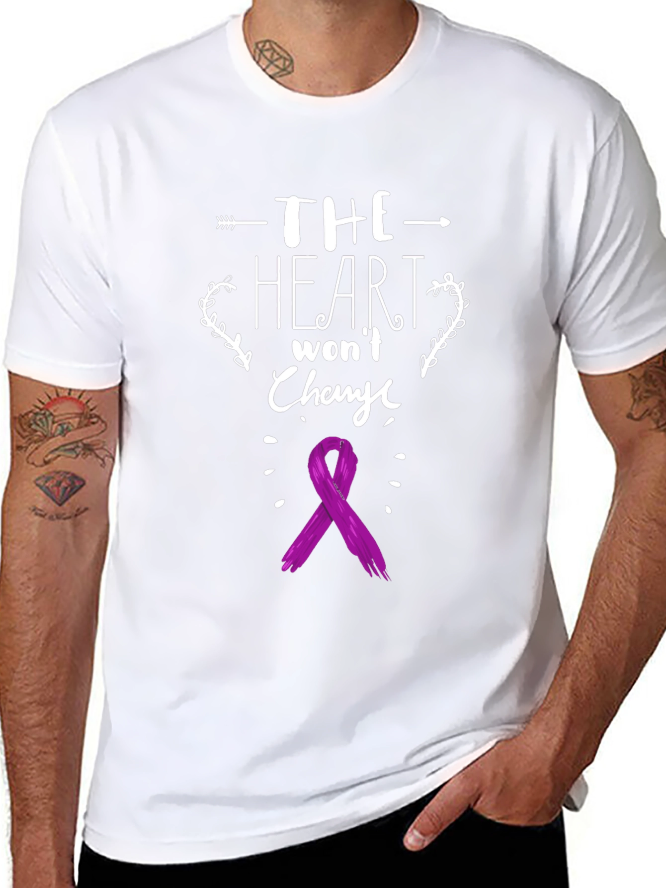Heart Wont Change T-Shirt - Purple Ribbon
