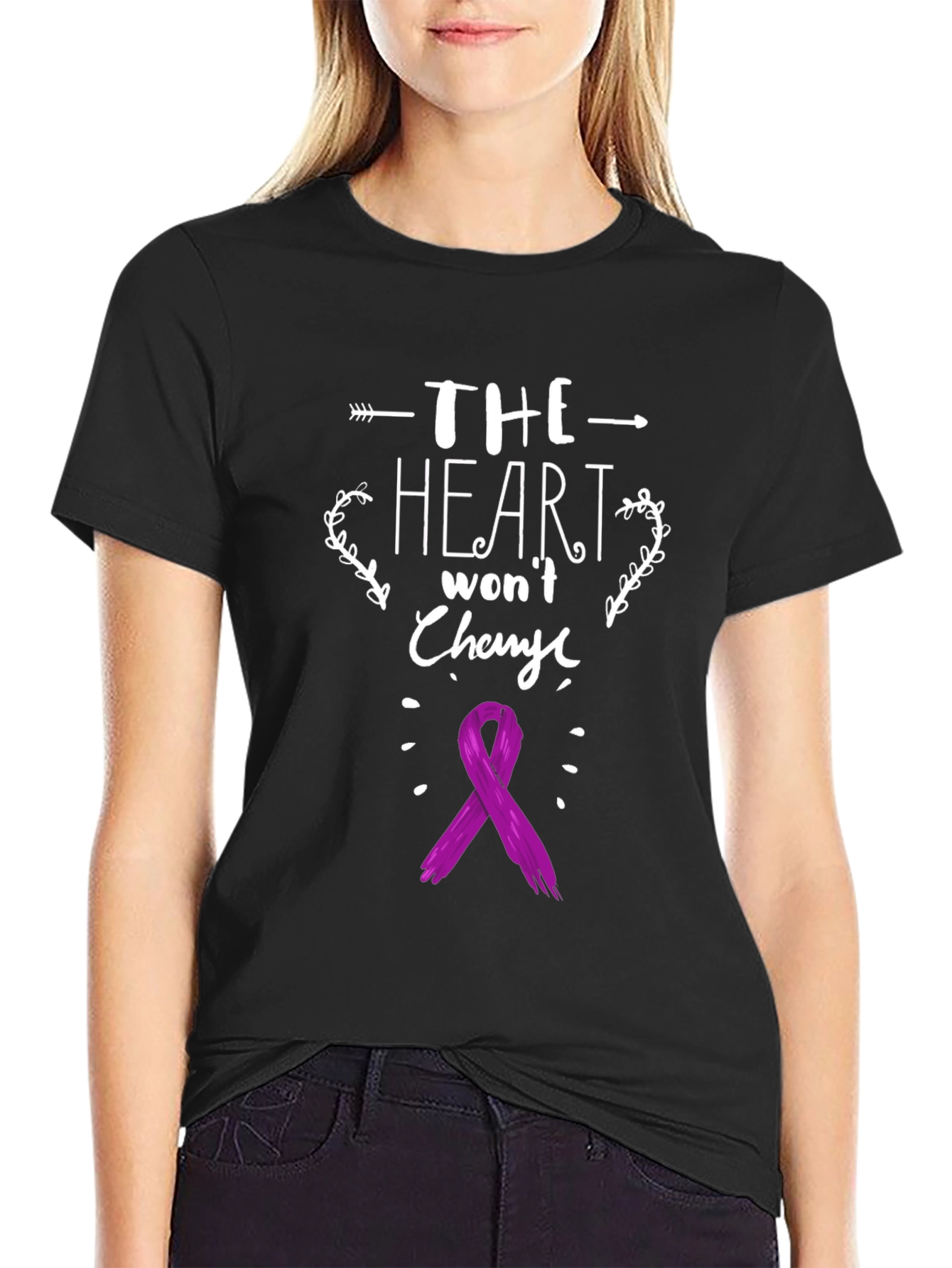 Heart Wont Change T-Shirt - Purple Ribbon