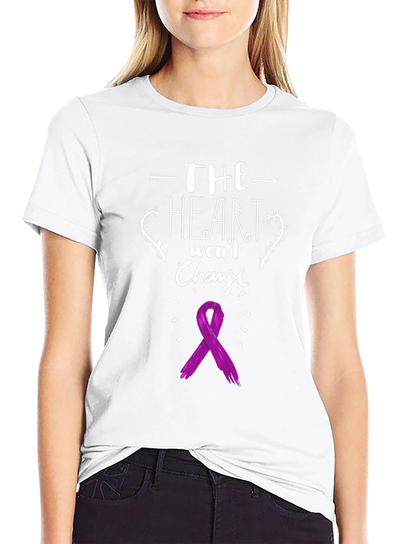 Heart Wont Change T-Shirt - Purple Ribbon