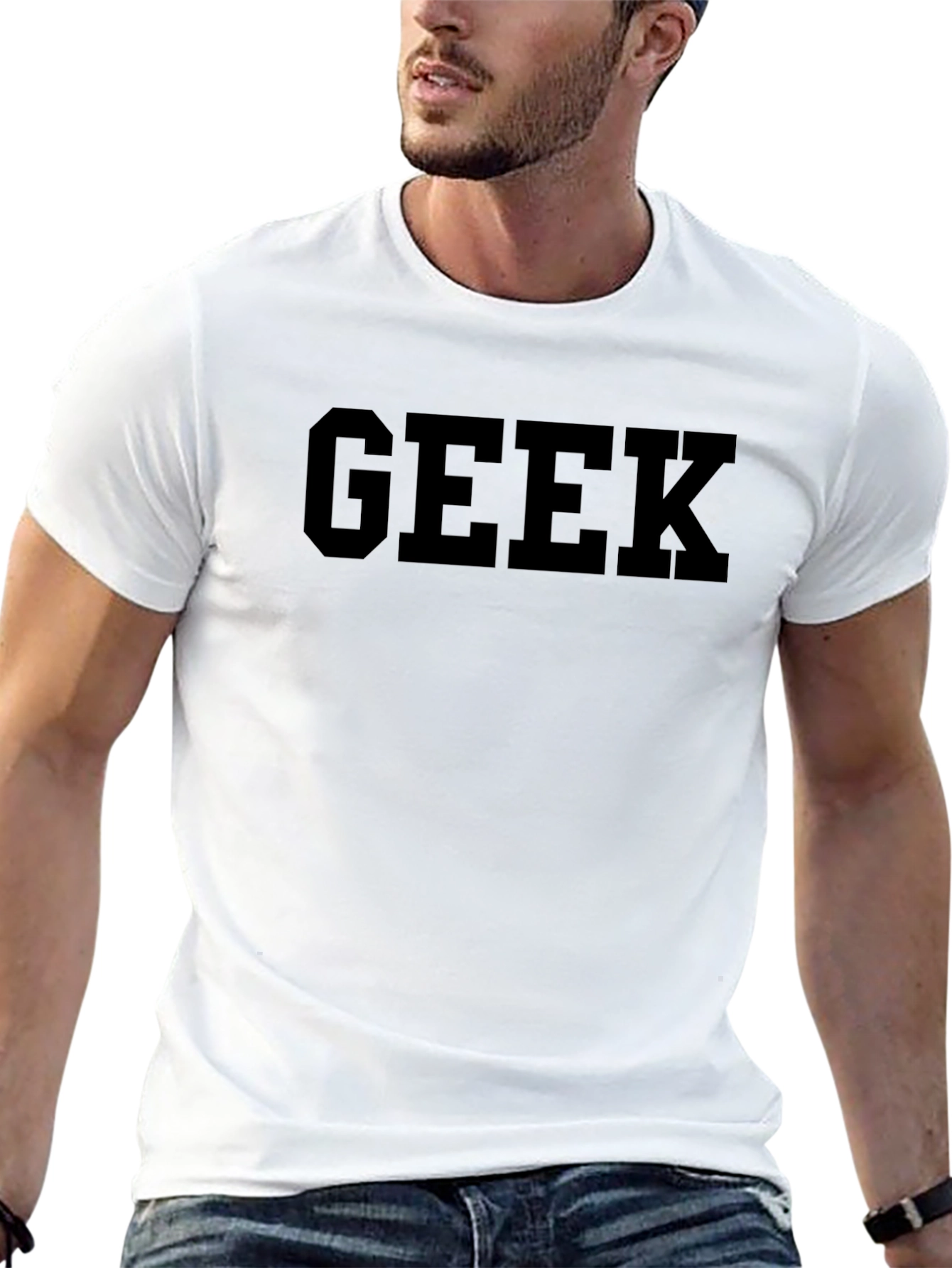 Mens Black Geek Graphic T-Shirt - Casual Cotton Tee