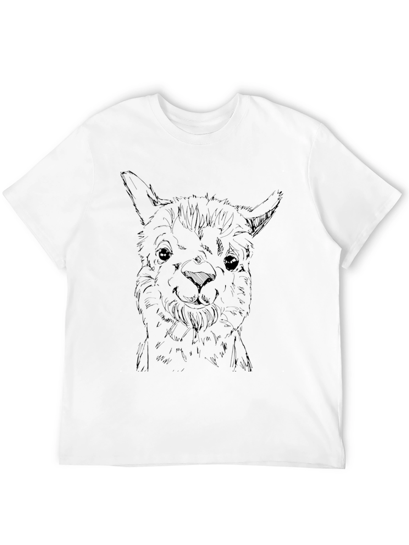 Alpaca Sketch Black T-Shirt - Stylish Animal Tee